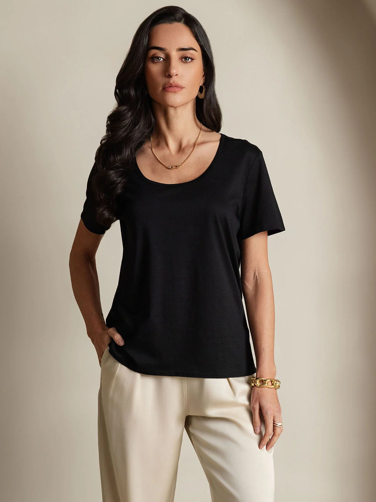 Clearance(US Warehouse) - Silk Blend U-Neck Women's T-Shirt - Image 9