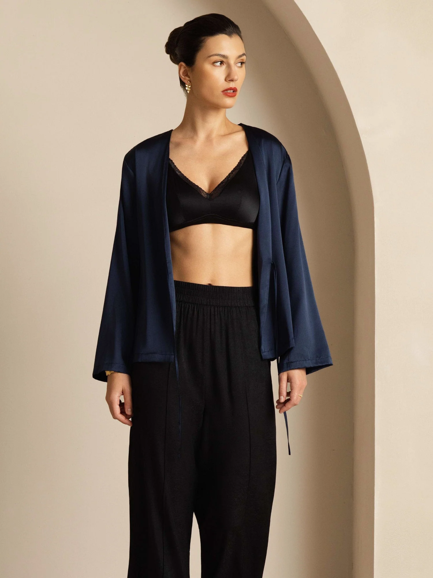 19Momme Silk Relaxed Tie Up Cardigan - Image 19