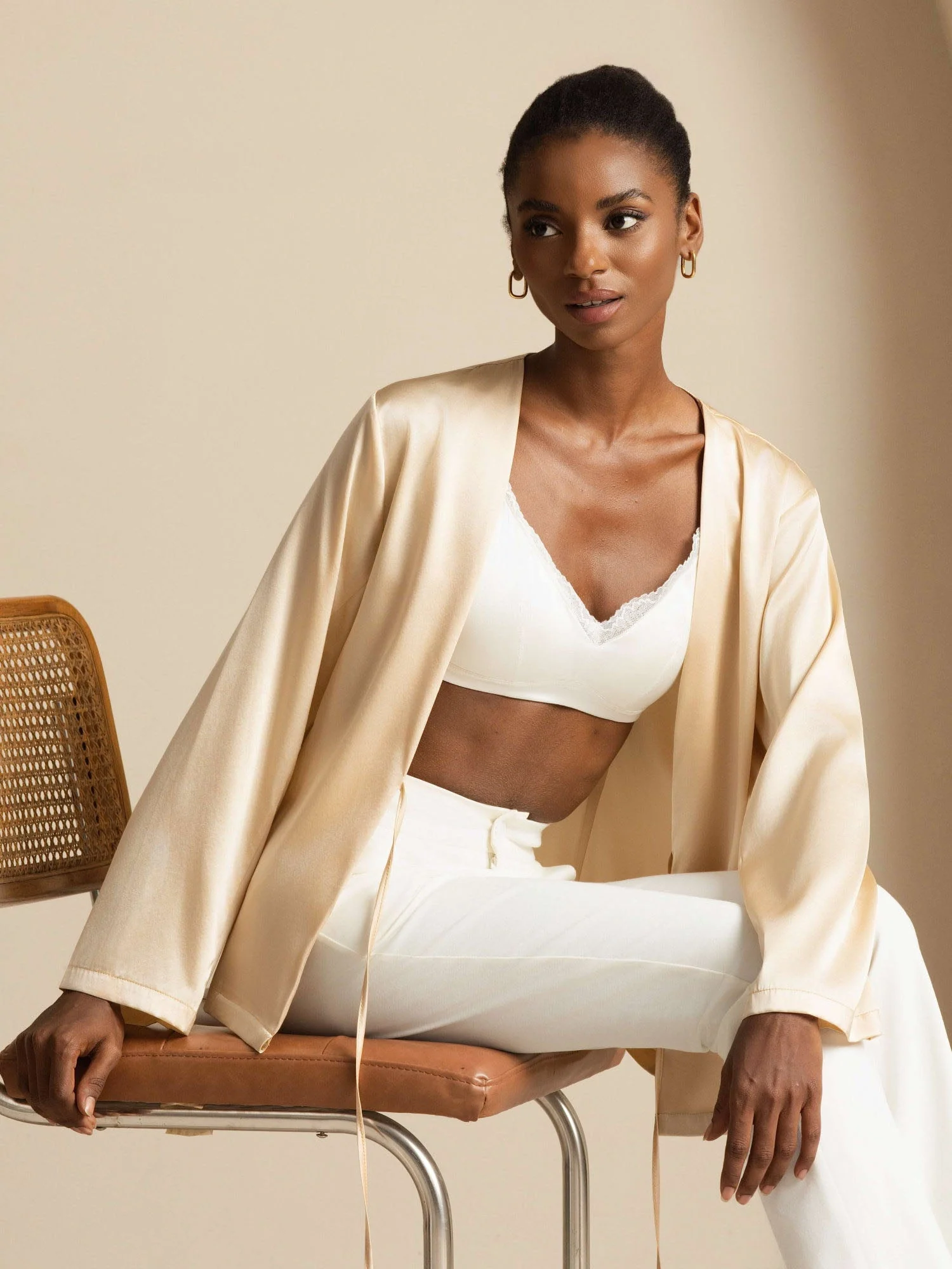 19Momme Silk Relaxed Tie Up Cardigan - Image 7