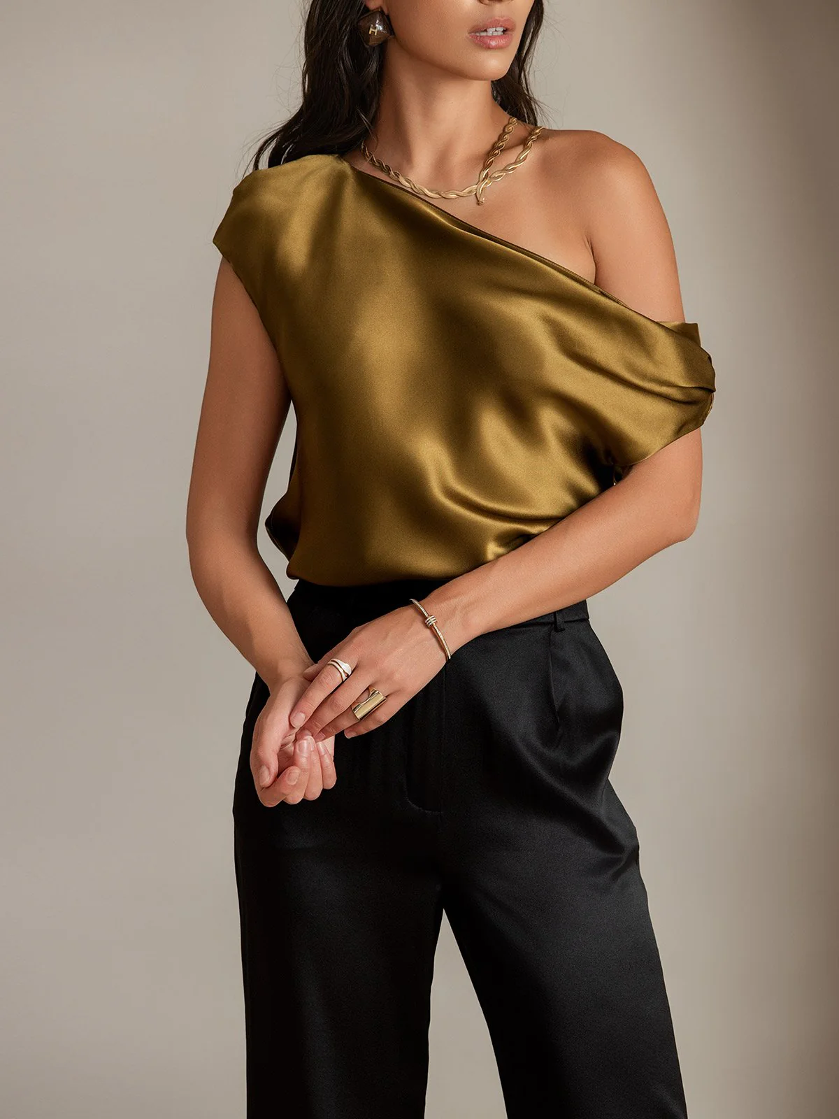 Clearance(US Warehouse) - Silk Chic One-Shoulder Top - Image 10