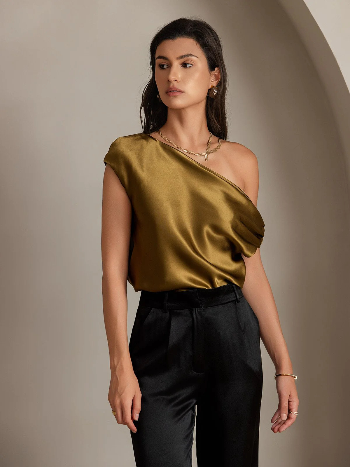 Clearance(US Warehouse) - Silk Chic One-Shoulder Top - Image 11