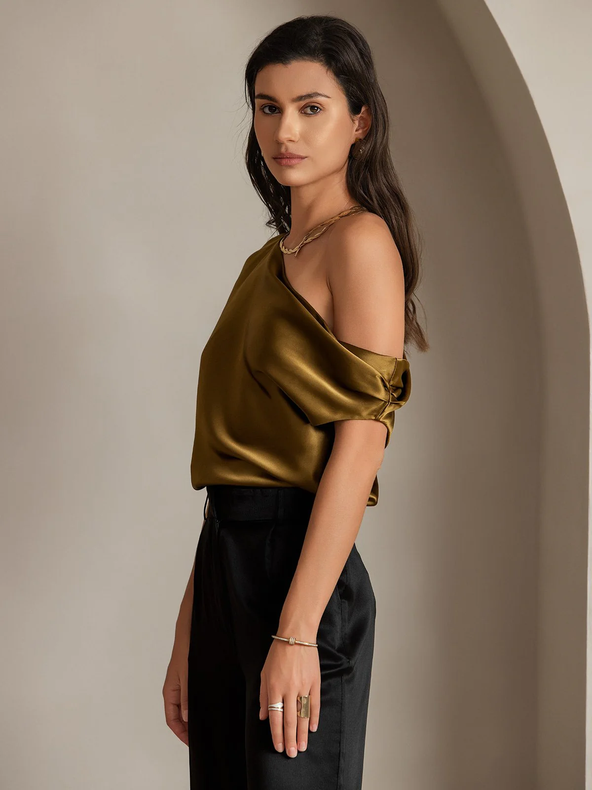 Clearance(US Warehouse) - Silk Chic One-Shoulder Top - Image 12