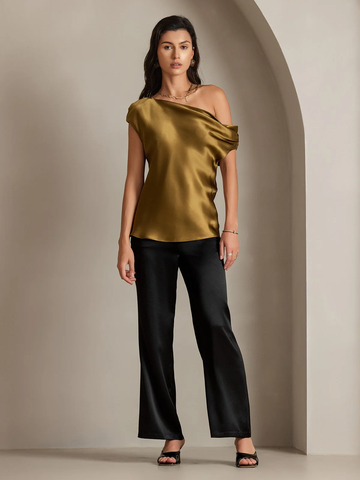 Clearance(US Warehouse) - Silk Chic One-Shoulder Top - Image 13