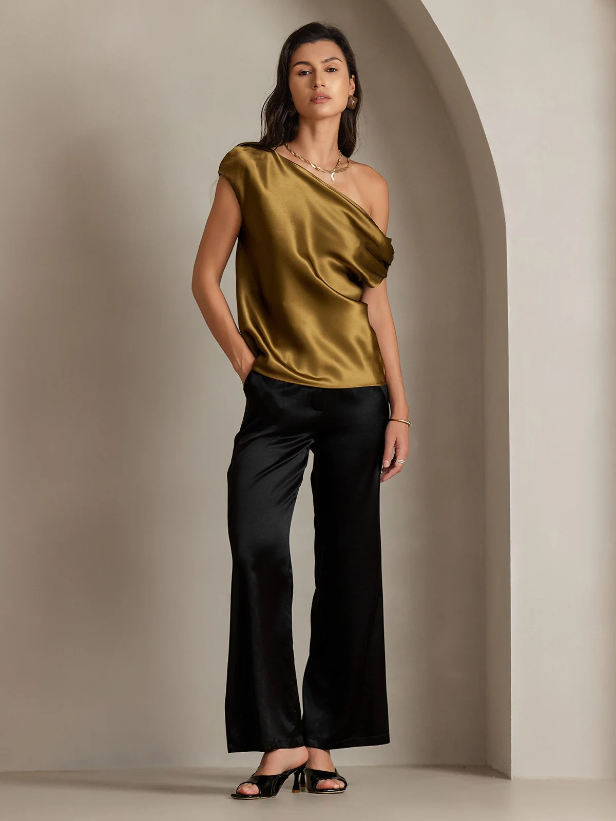 Clearance(US Warehouse) - Silk Chic One-Shoulder Top - Image 14