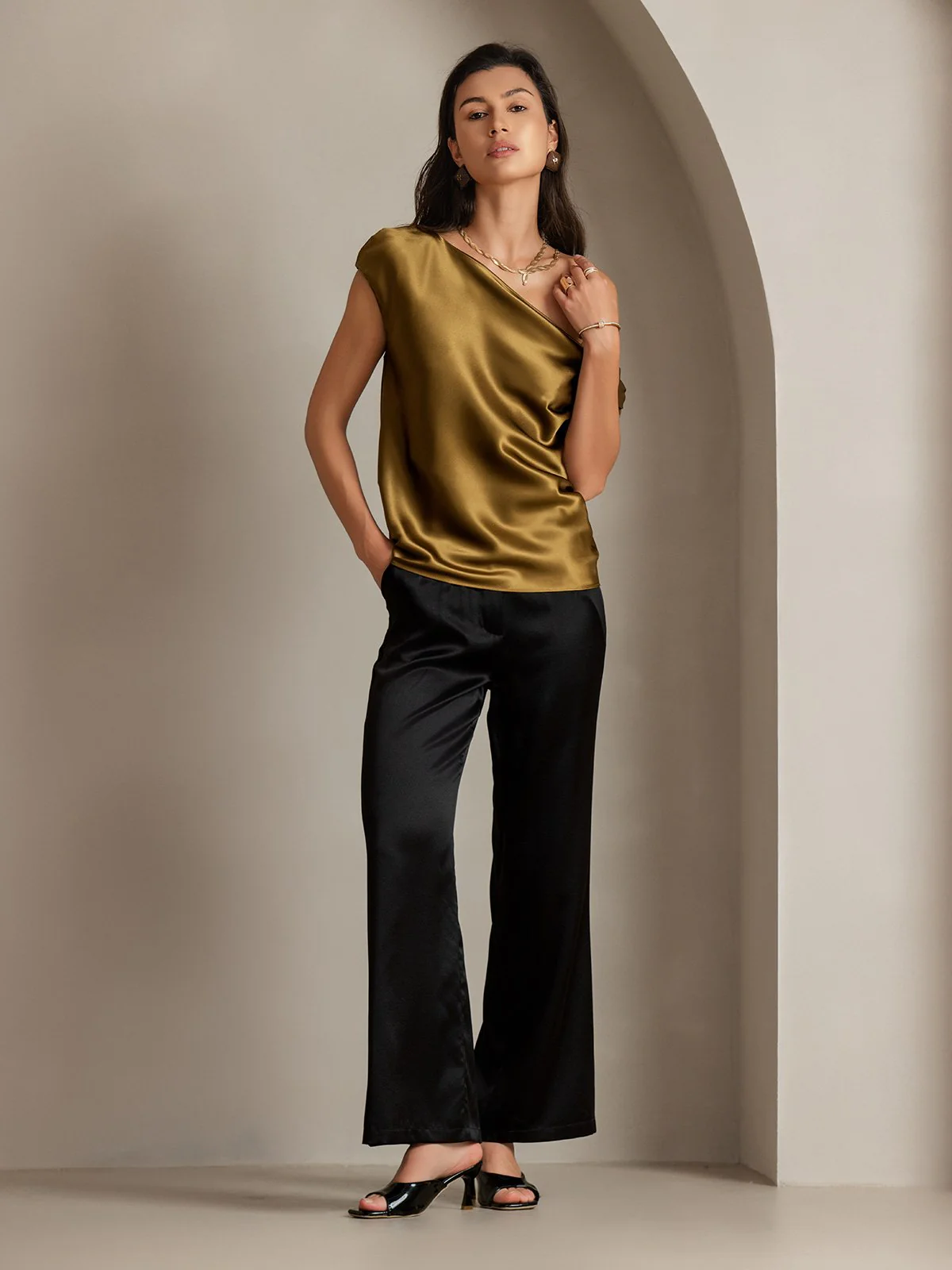 Clearance(US Warehouse) - Silk Chic One-Shoulder Top - Image 15