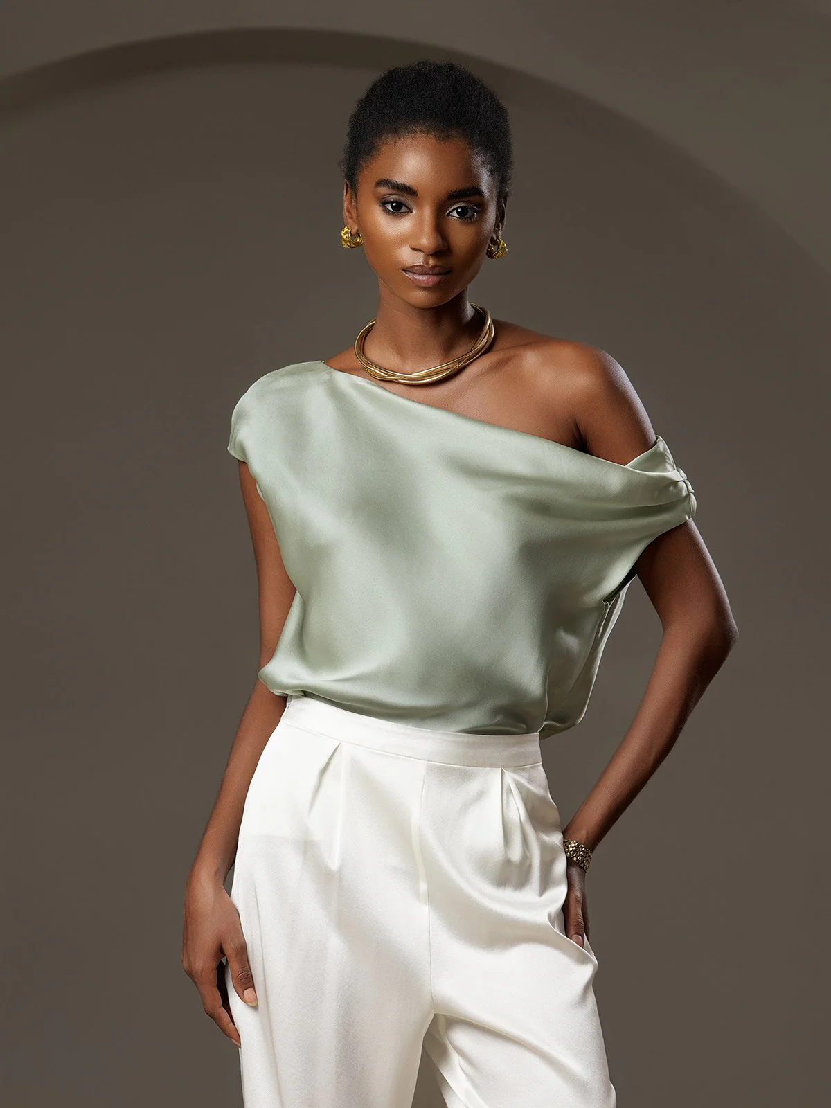 Clearance(US Warehouse) - Silk Chic One-Shoulder Top - Image 16