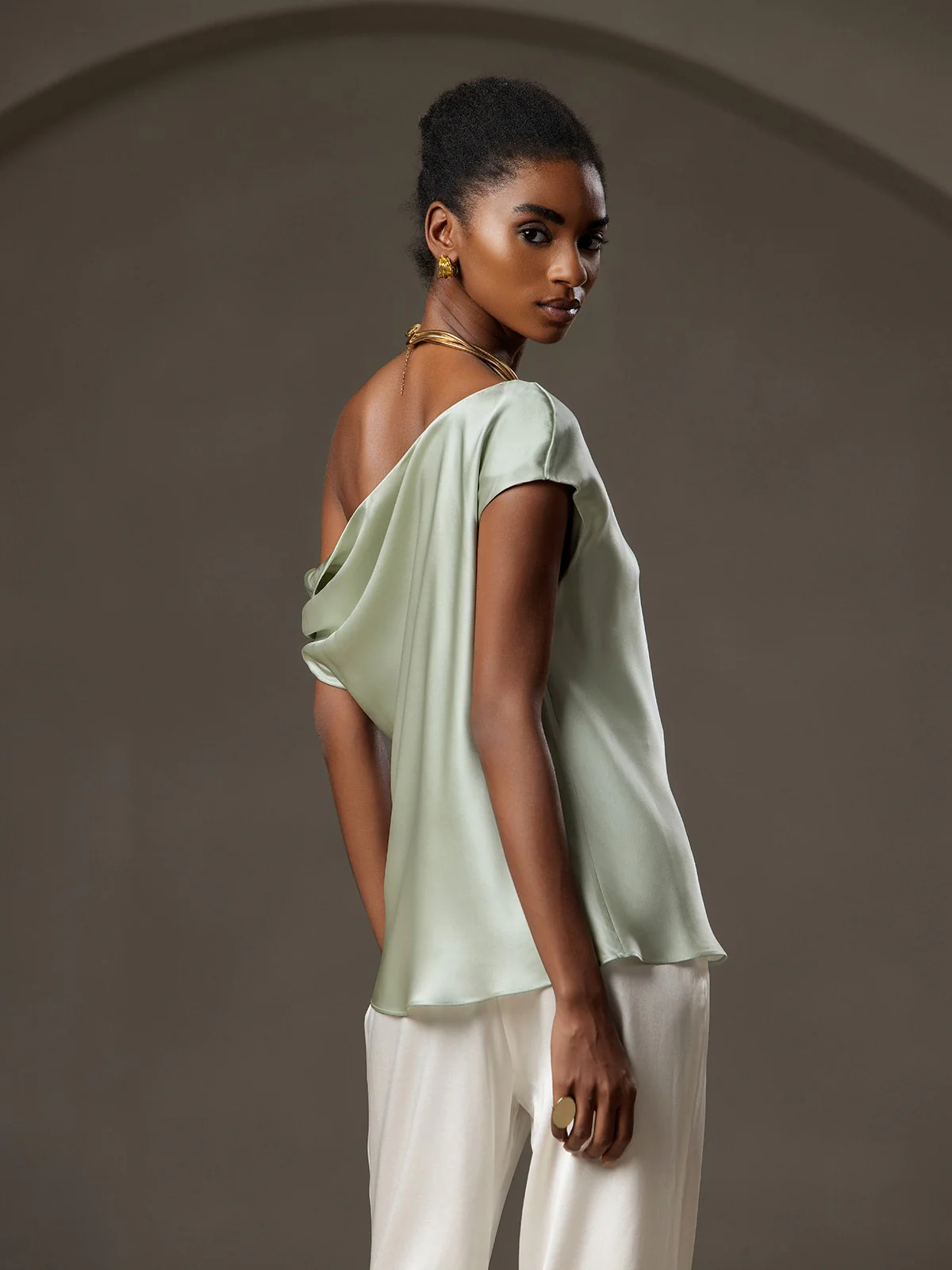 Clearance(US Warehouse) - Silk Chic One-Shoulder Top - Image 17