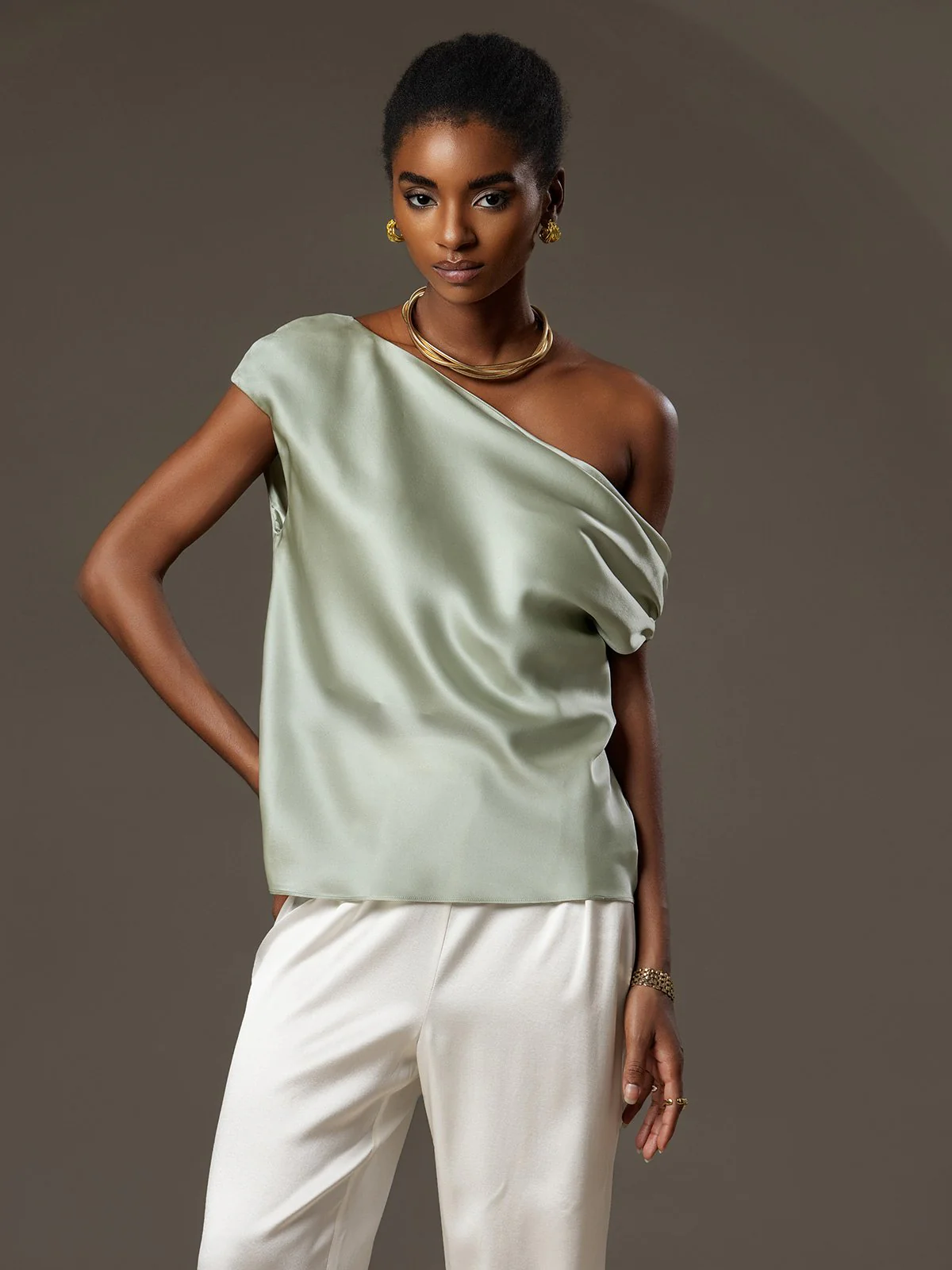 Clearance(US Warehouse) - Silk Chic One-Shoulder Top - Image 18