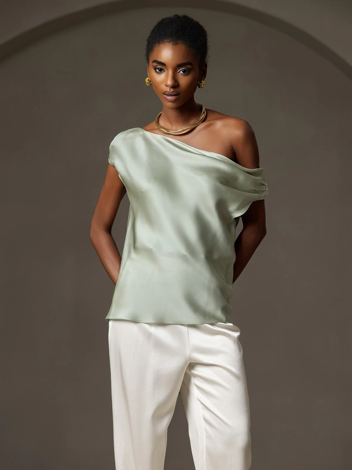 Clearance(US Warehouse) - Silk Chic One-Shoulder Top - Image 19