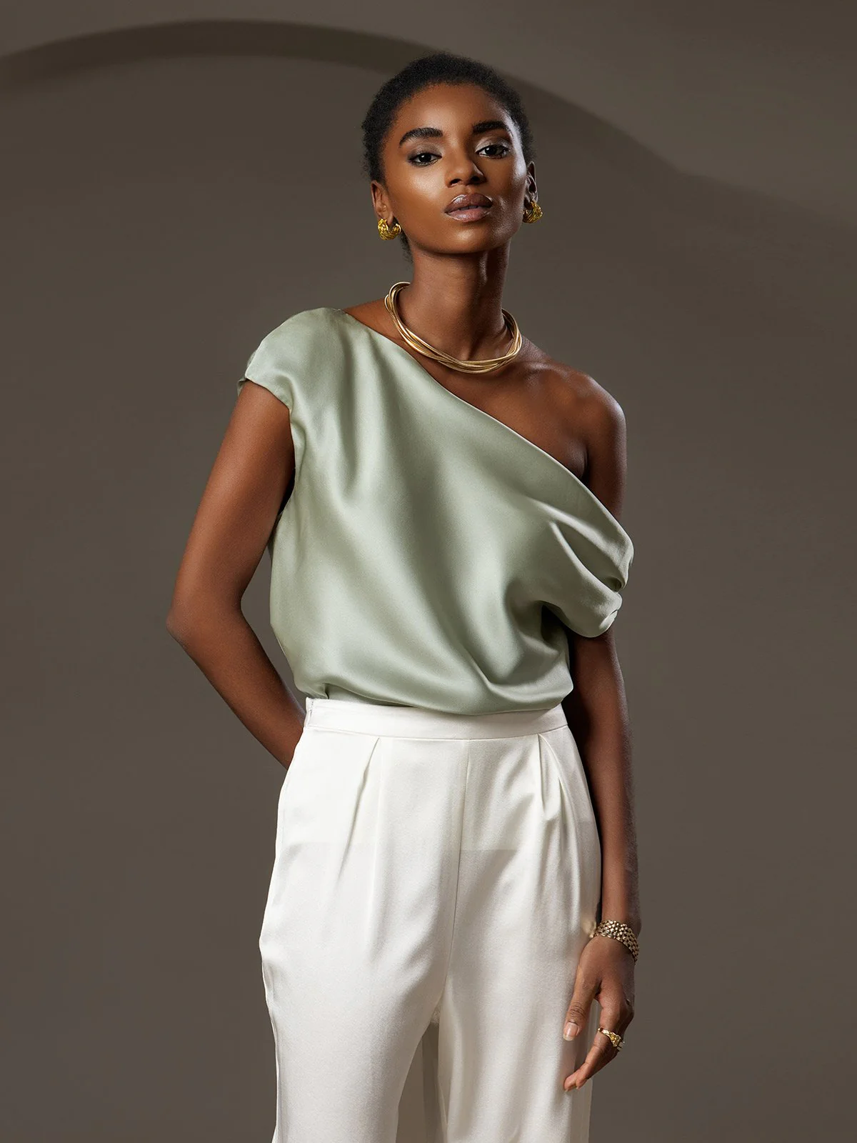 Clearance(US Warehouse) - Silk Chic One-Shoulder Top - Image 20