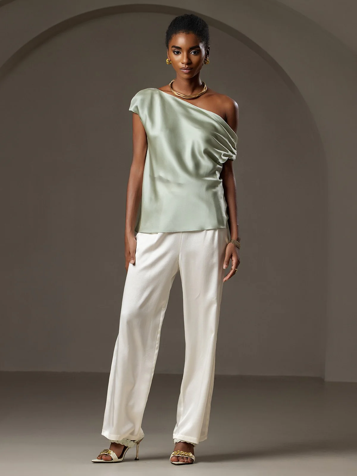 Clearance(US Warehouse) - Silk Chic One-Shoulder Top - Image 21