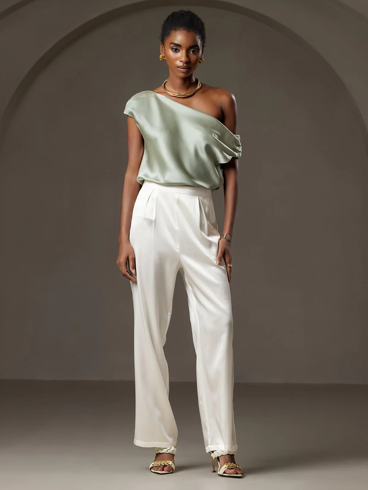 Clearance(US Warehouse) - Silk Chic One-Shoulder Top - Image 23