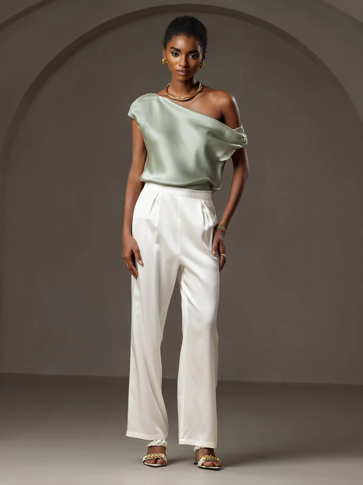 Clearance(US Warehouse) - Silk Chic One-Shoulder Top - Image 24