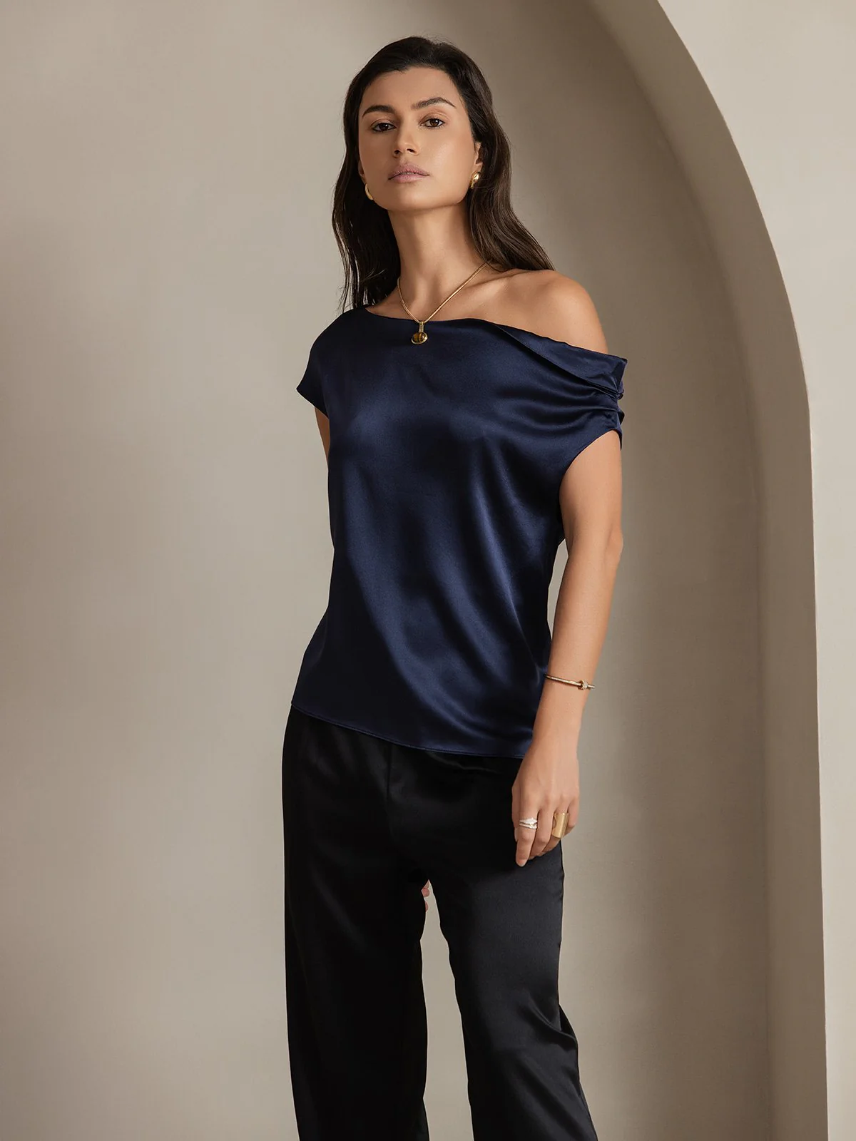 Clearance(US Warehouse) - Silk Chic One-Shoulder Top - Image 3