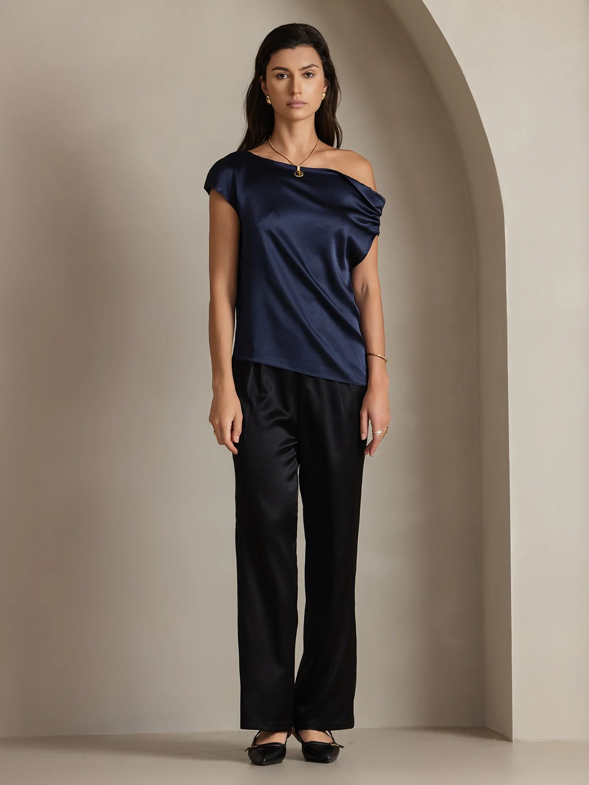 Clearance(US Warehouse) - Silk Chic One-Shoulder Top - Image 5