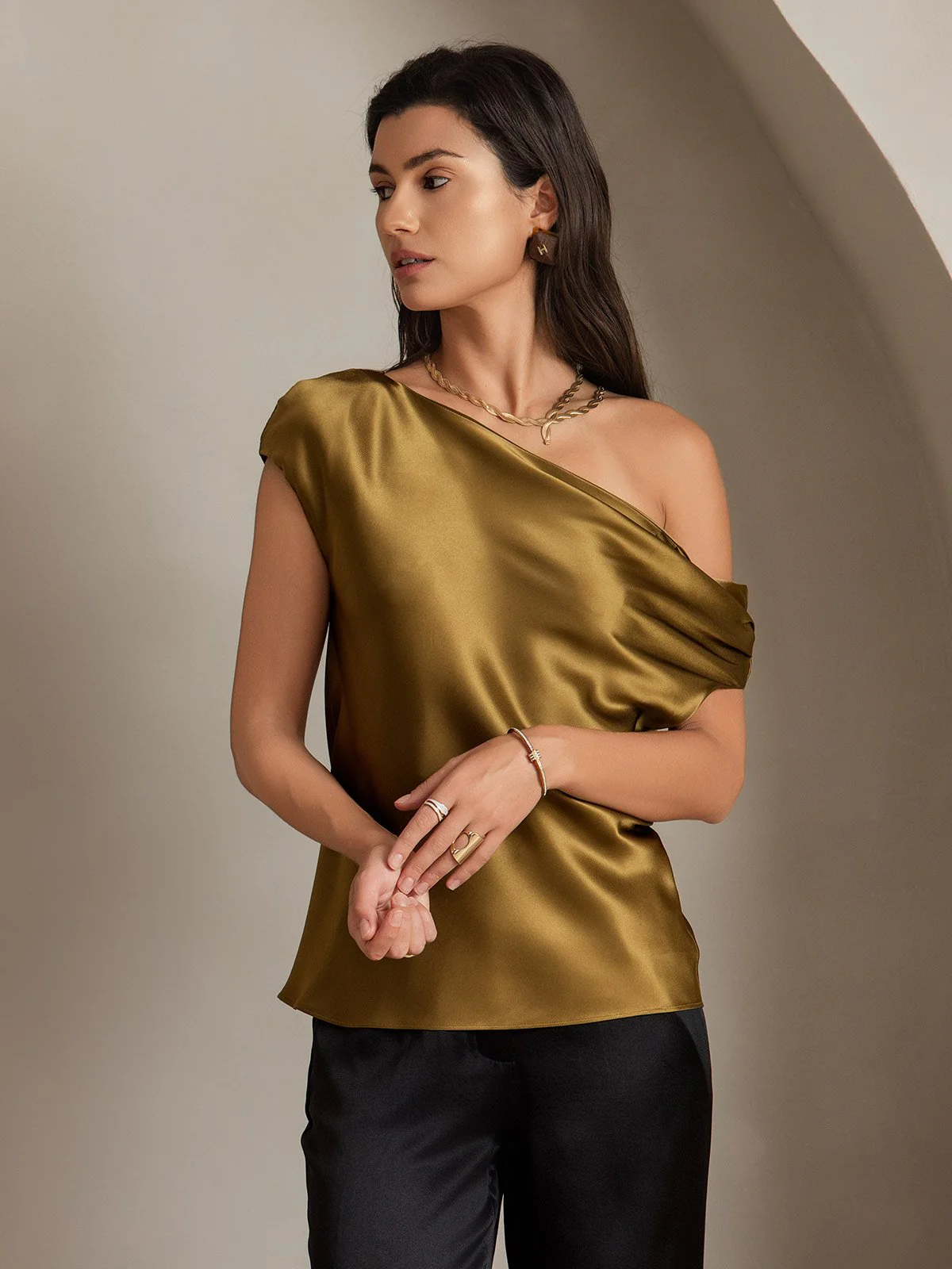 Clearance(US Warehouse) - Silk Chic One-Shoulder Top - Image 8