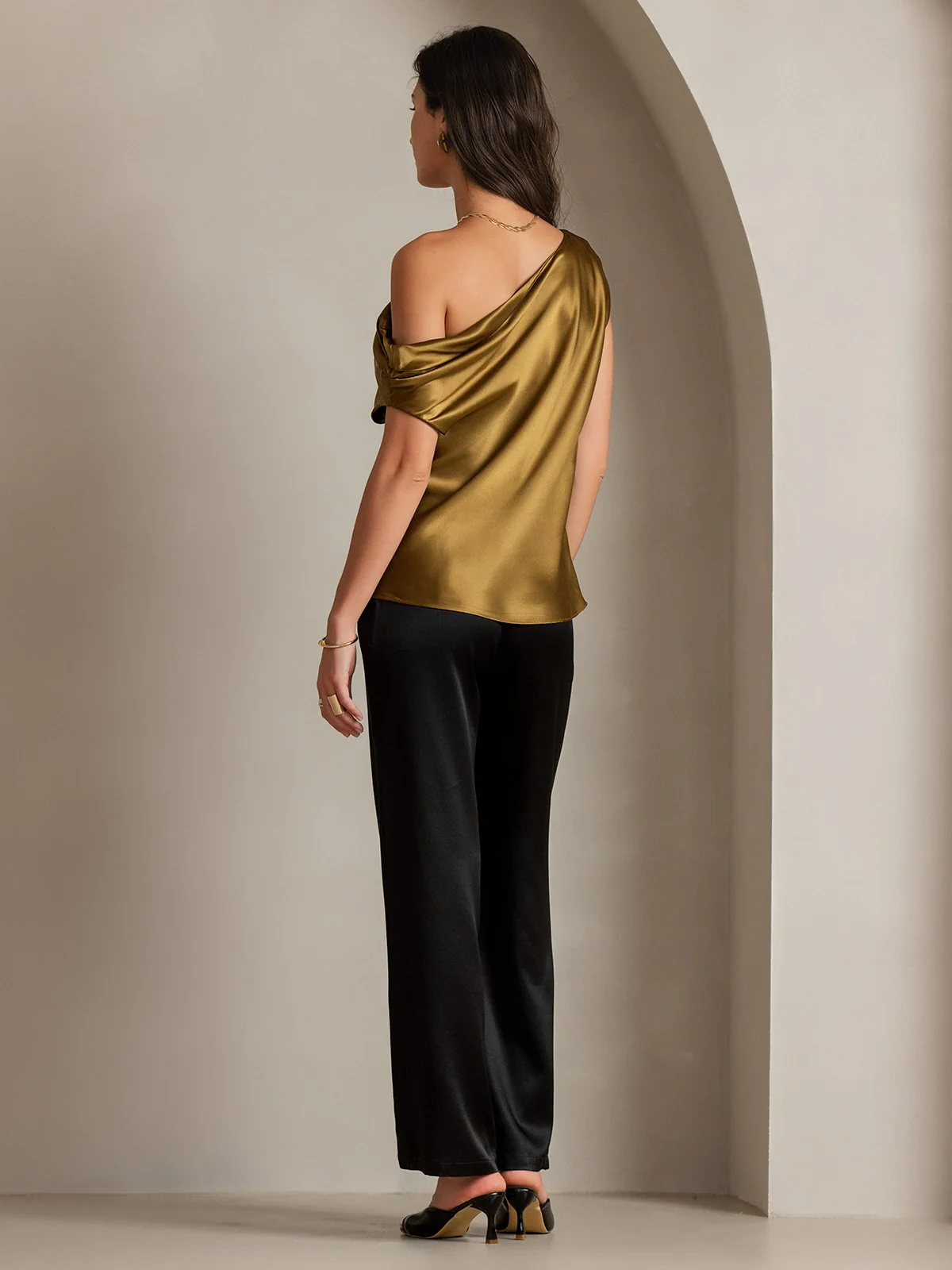Clearance(US Warehouse) - Silk Chic One-Shoulder Top - Image 9