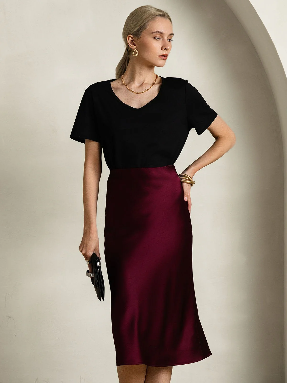 Clearance - Silk Blend V-neck Women's T-Shirt - Image 14