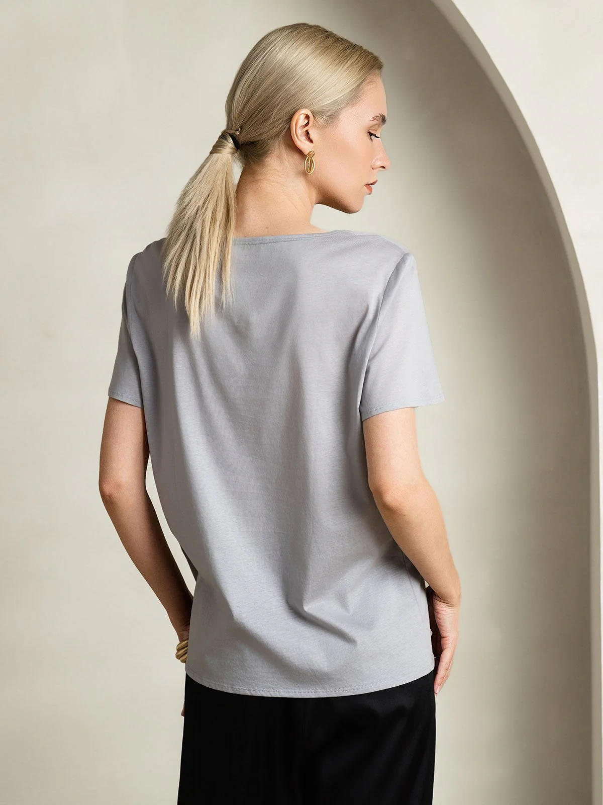 Clearance - Silk Blend V-neck Women's T-Shirt - Image 2