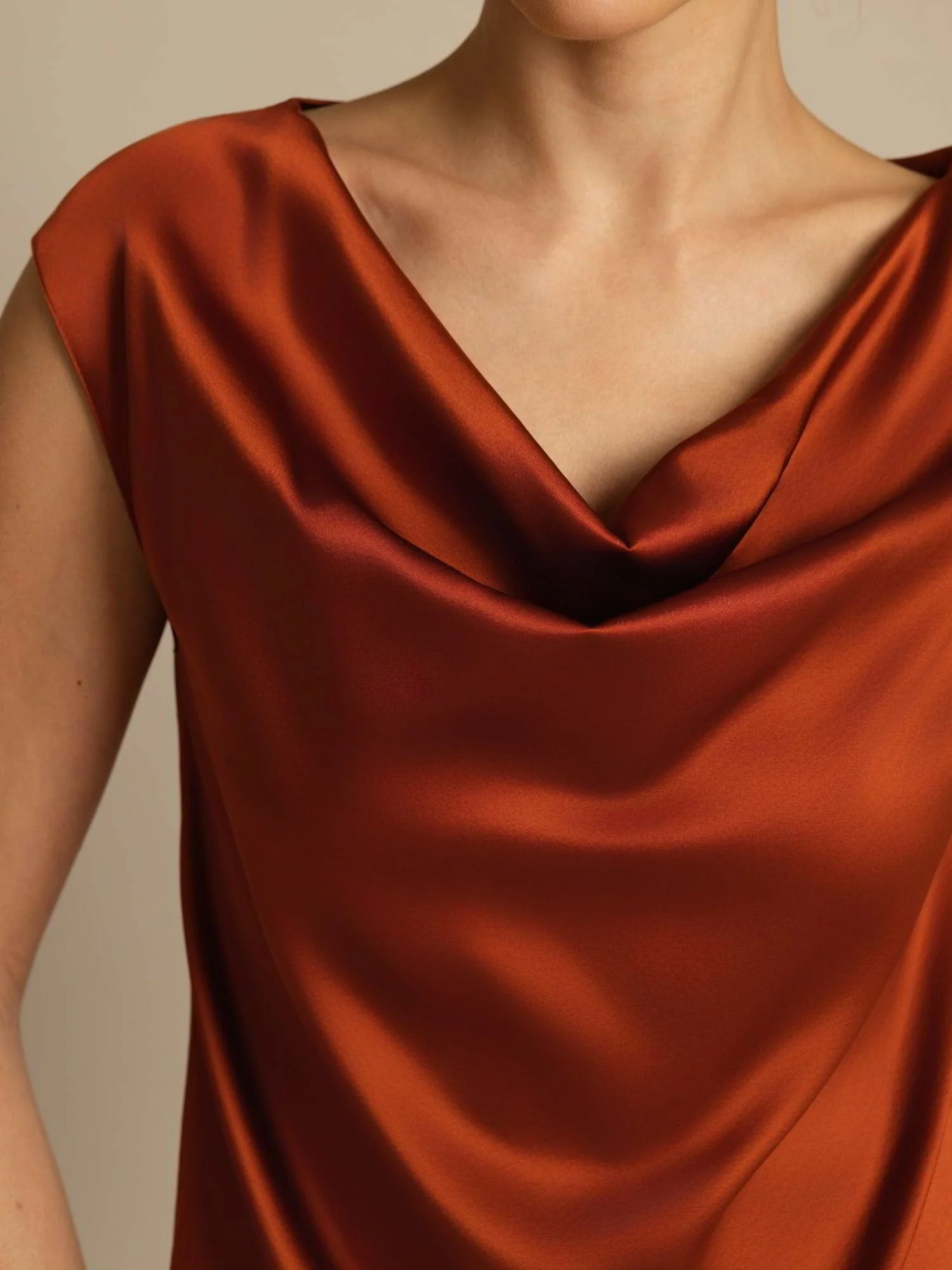 19Momme Silk Cap Sleeve Cowl Neck Women's Top - Image 19