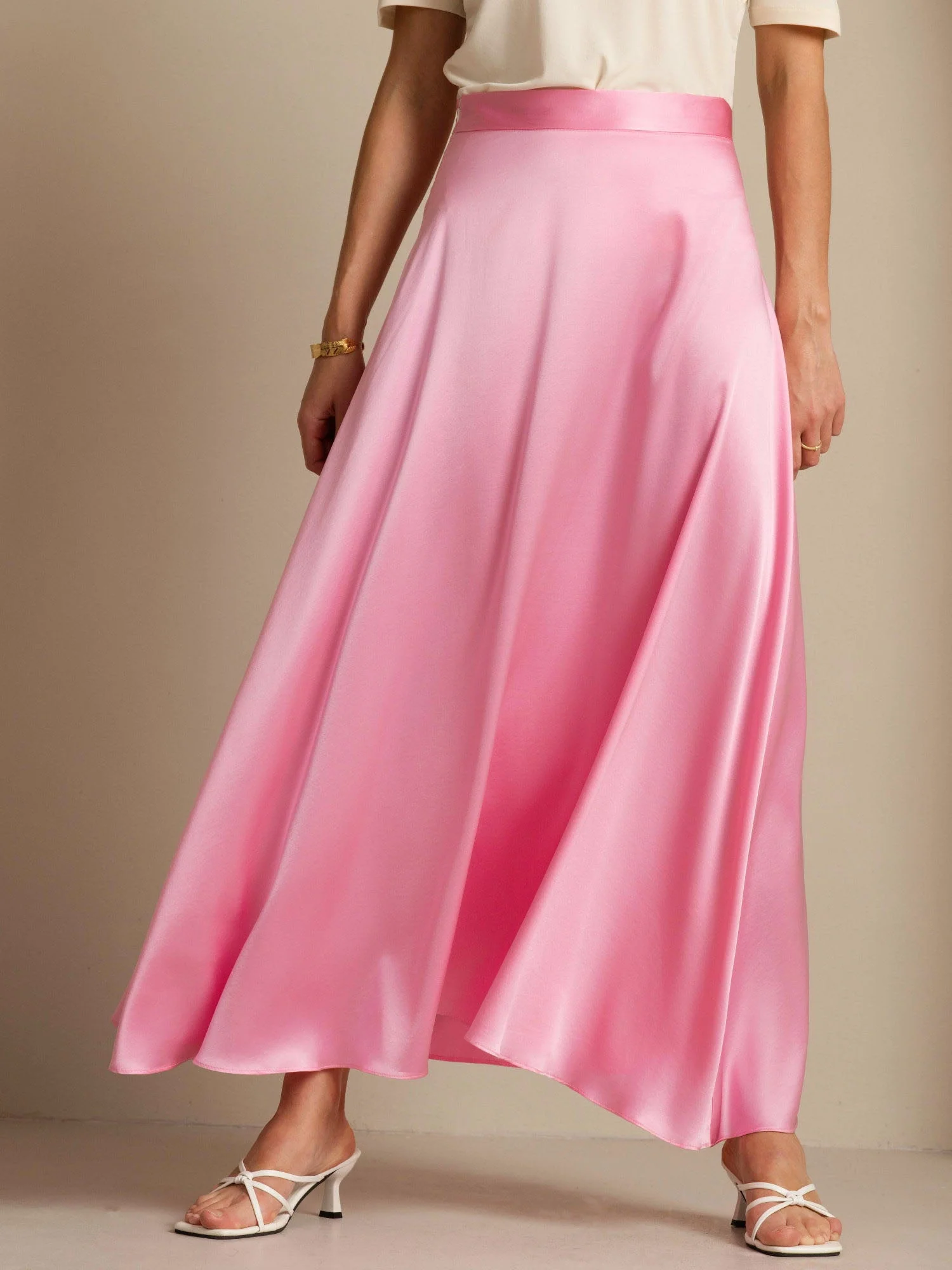 19Momme Silk A Line Maxi Skirt with Lining - Image 10