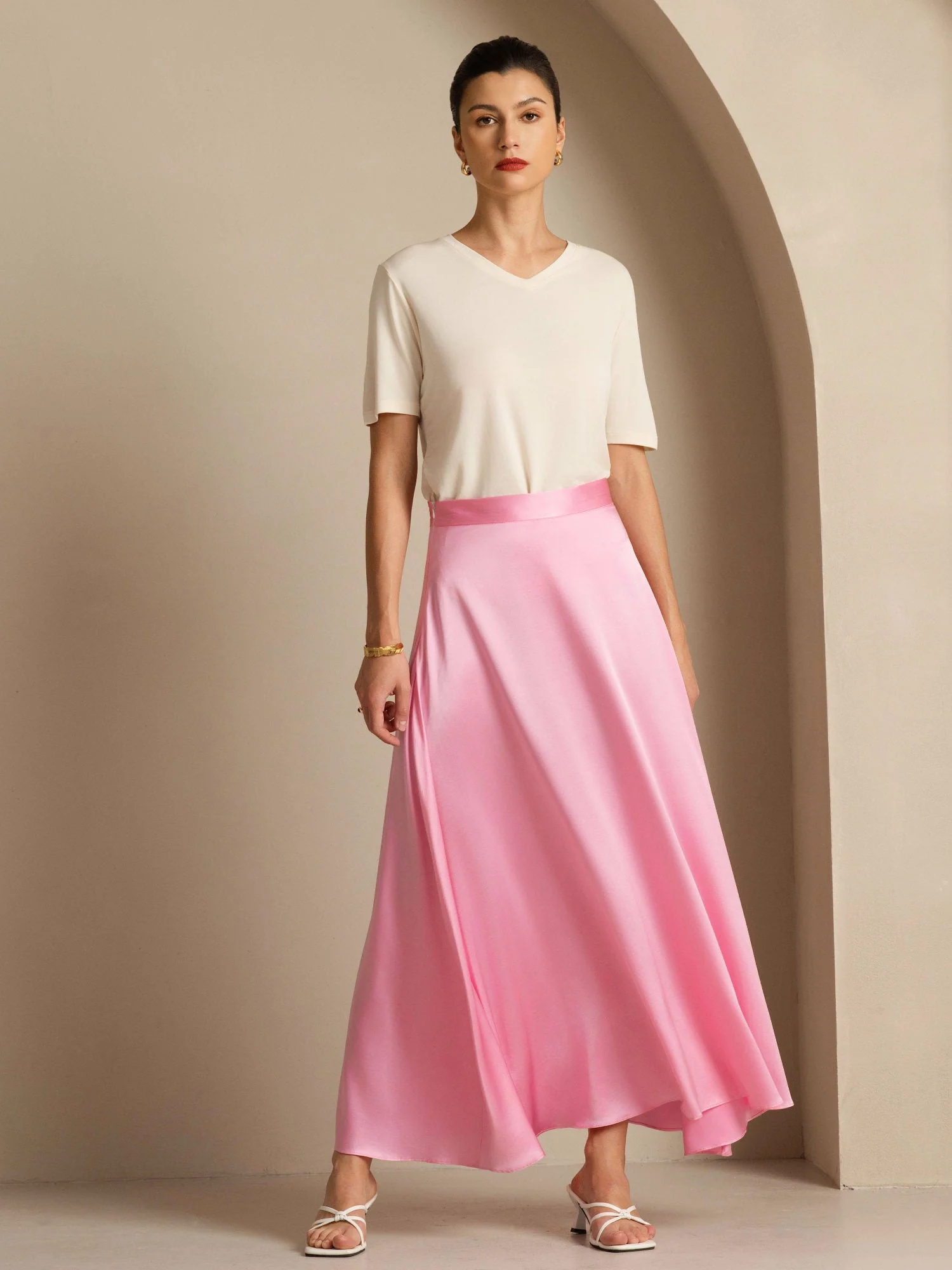 19Momme Silk A Line Maxi Skirt with Lining - Image 14