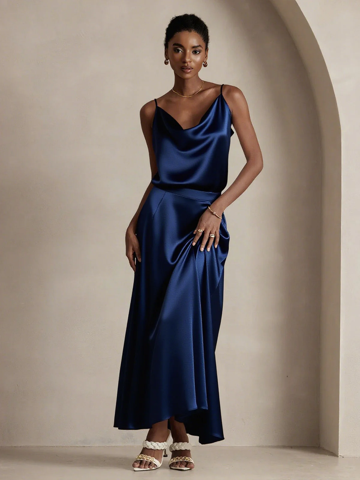 19Momme Silk A Line Maxi Skirt with Lining - Image 21