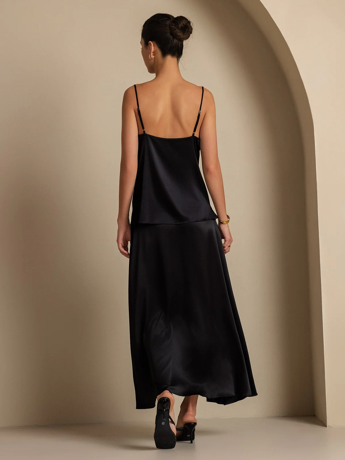 19Momme Silk A Line Maxi Skirt with Lining - Image 24