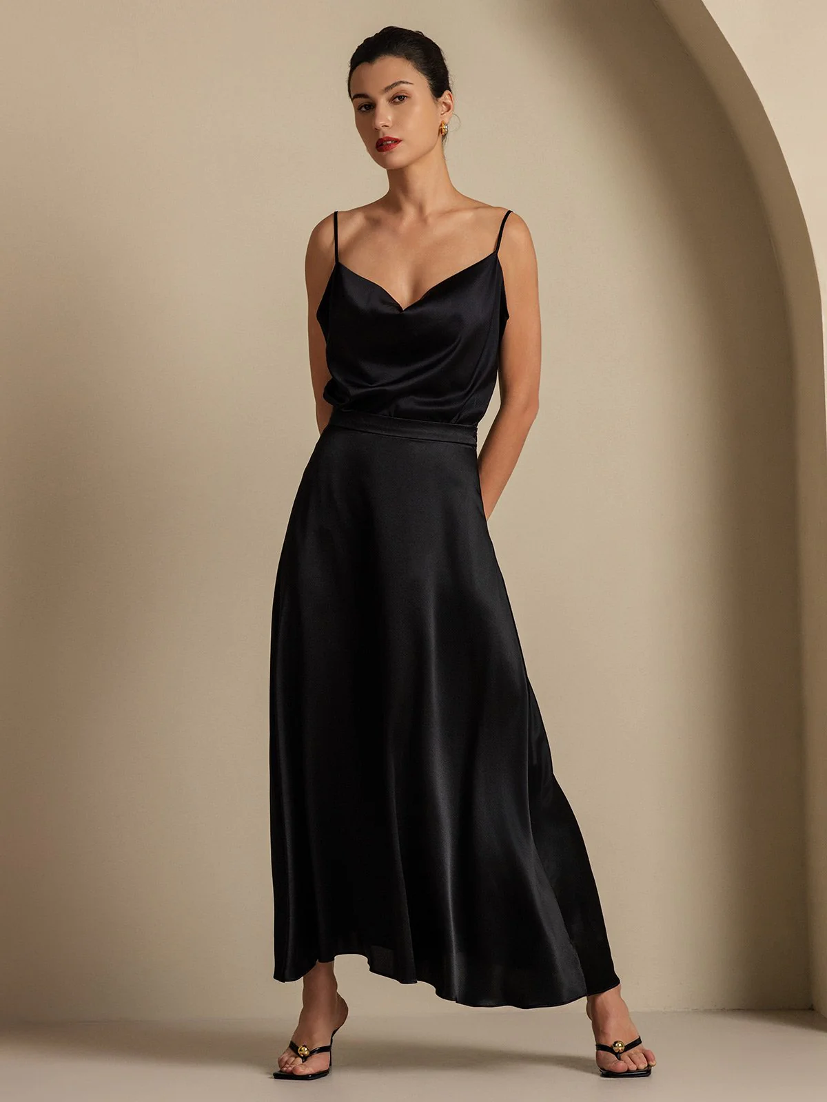 19Momme Silk A Line Maxi Skirt with Lining - Image 27