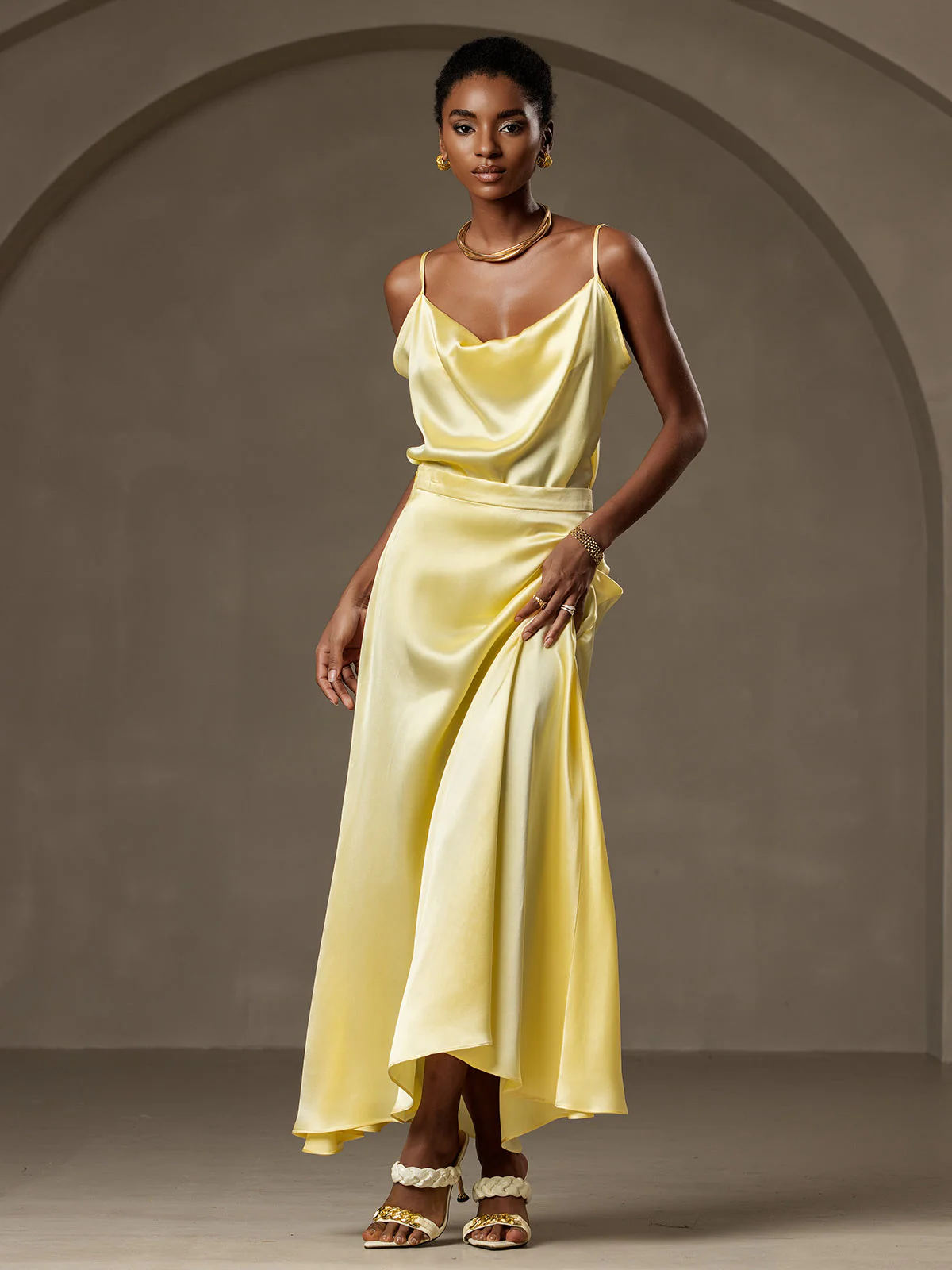 19Momme Silk A Line Maxi Skirt with Lining - Image 33