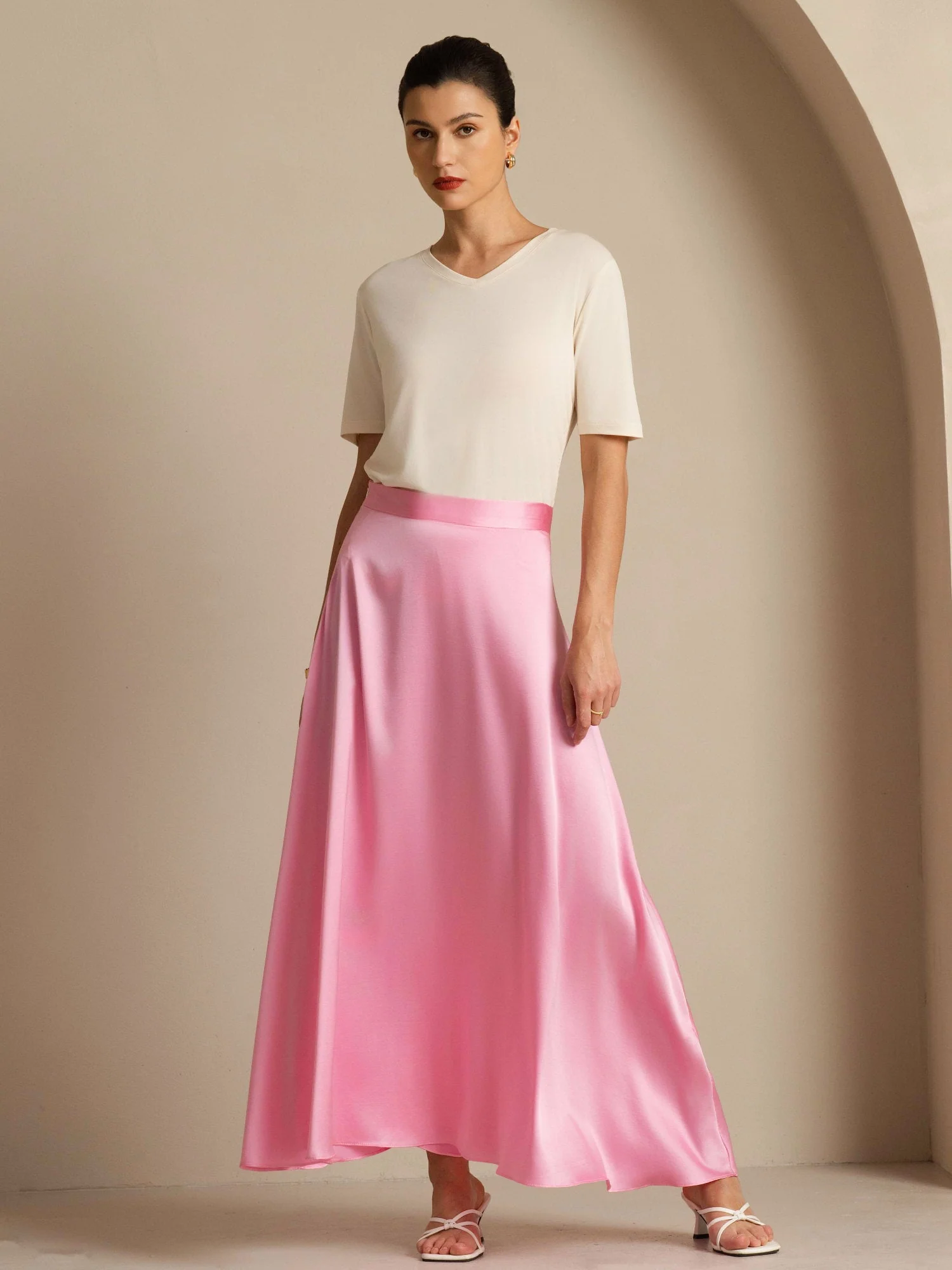 19Momme Silk A Line Maxi Skirt with Lining - Image 8
