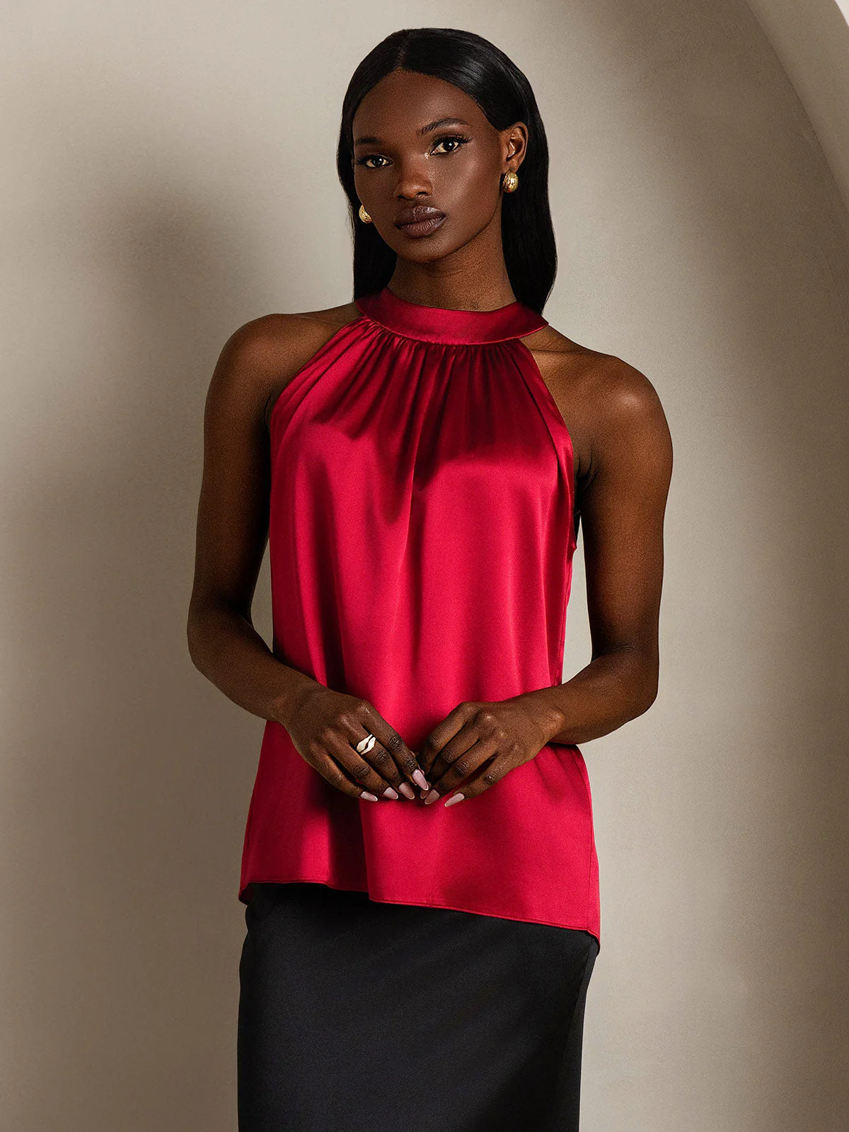 19Momme Silk Sleeveless Halter Neck Women's Top - Image 28