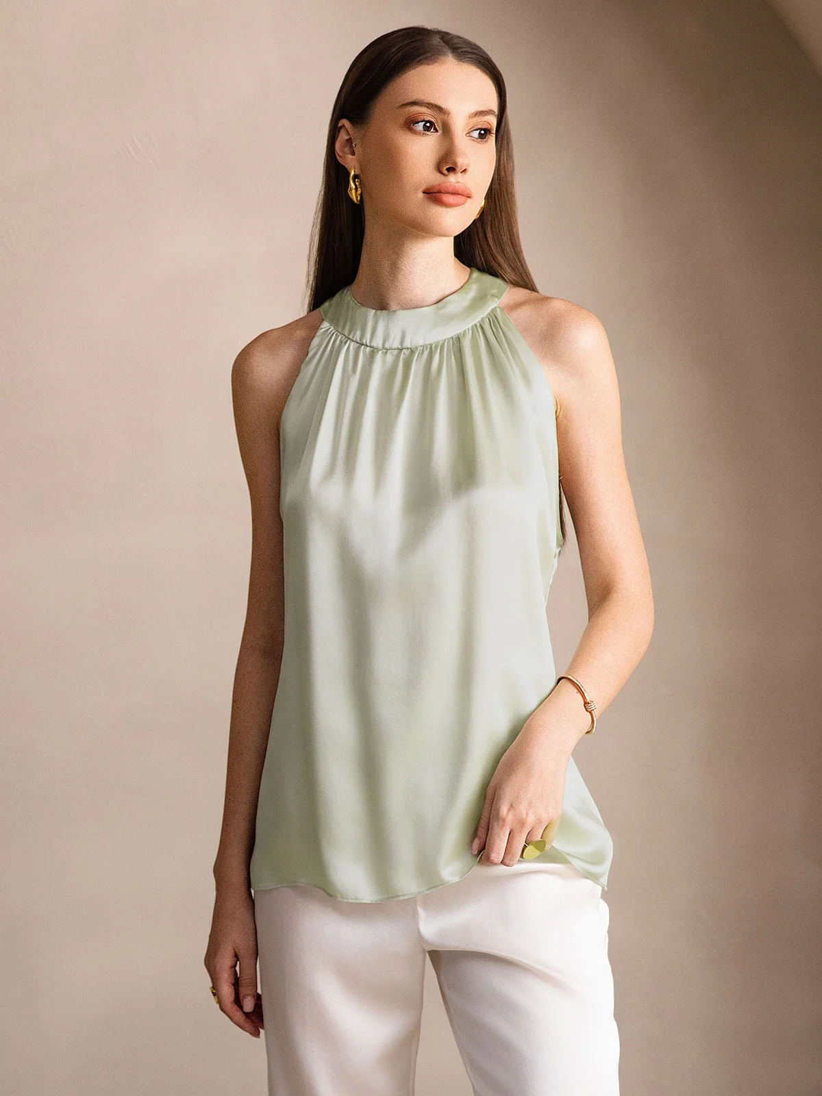19Momme Silk Sleeveless Halter Neck Women's Top - Image 45