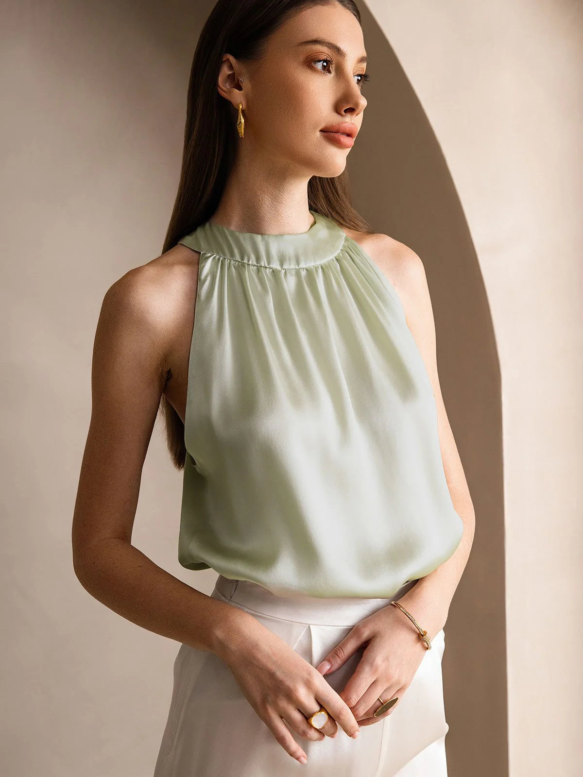 19Momme Silk Sleeveless Halter Neck Women's Top - Image 47