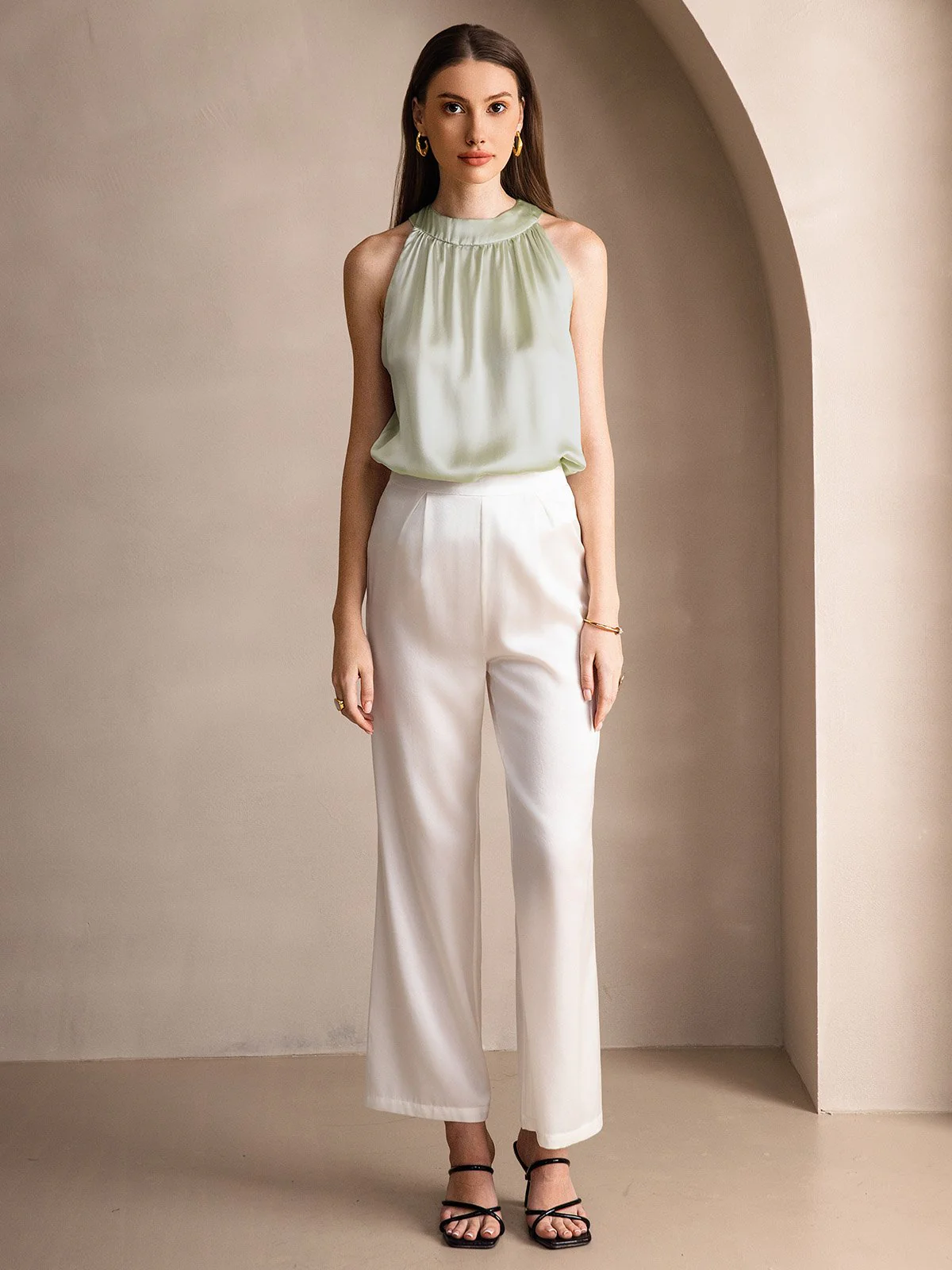 19Momme Silk Sleeveless Halter Neck Women's Top - Image 50