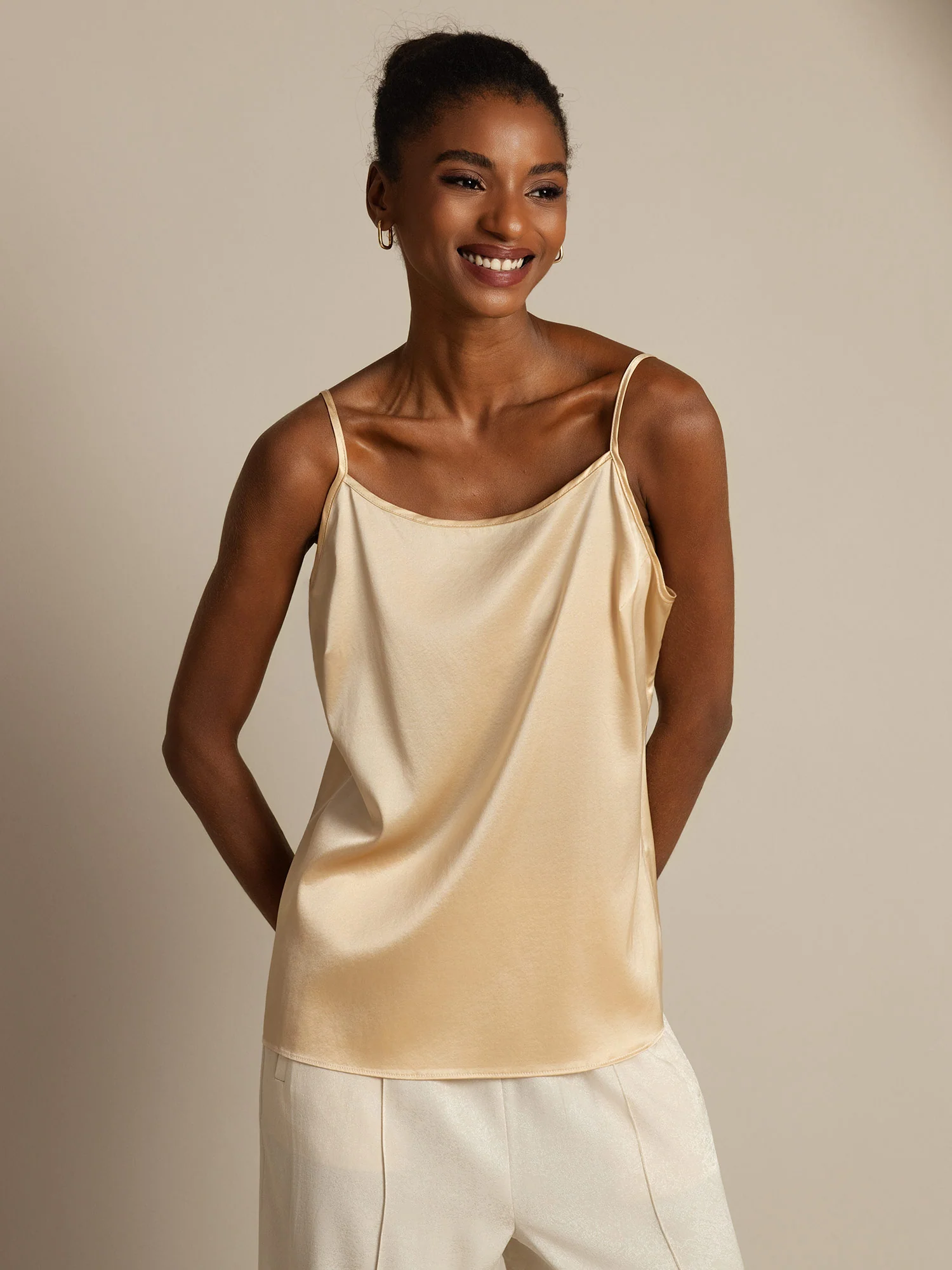 19Momme Silk Spaghetti Strap Round Neck Camisoles - Image 28