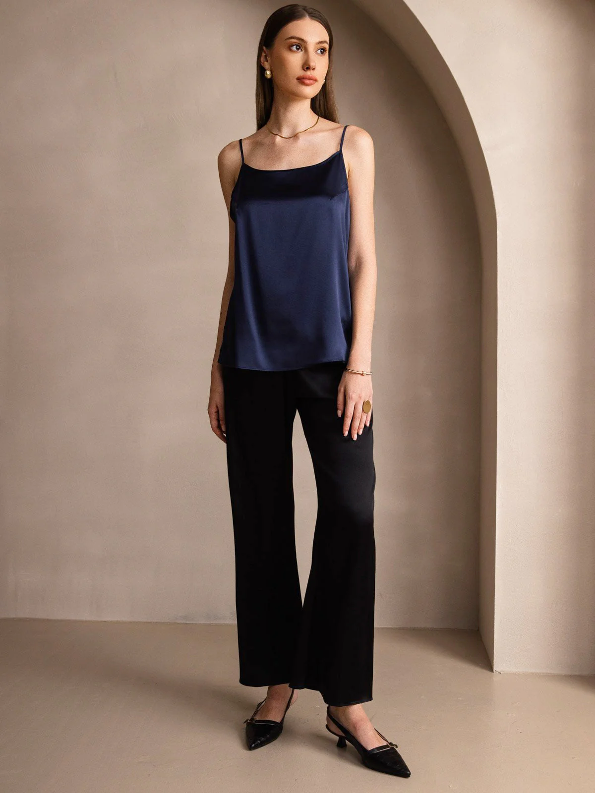 19Momme Silk Spaghetti Strap Round Neck Camisoles - Image 61