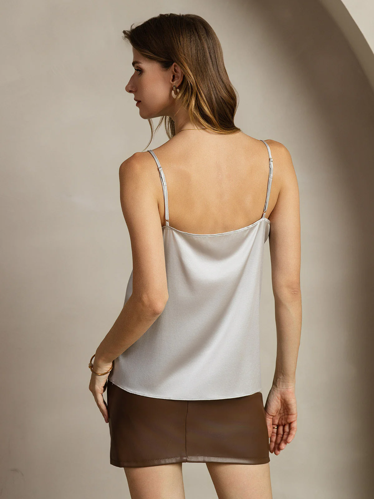 19Momme Silk Spaghetti Strap Round Neck Camisoles - Image 63