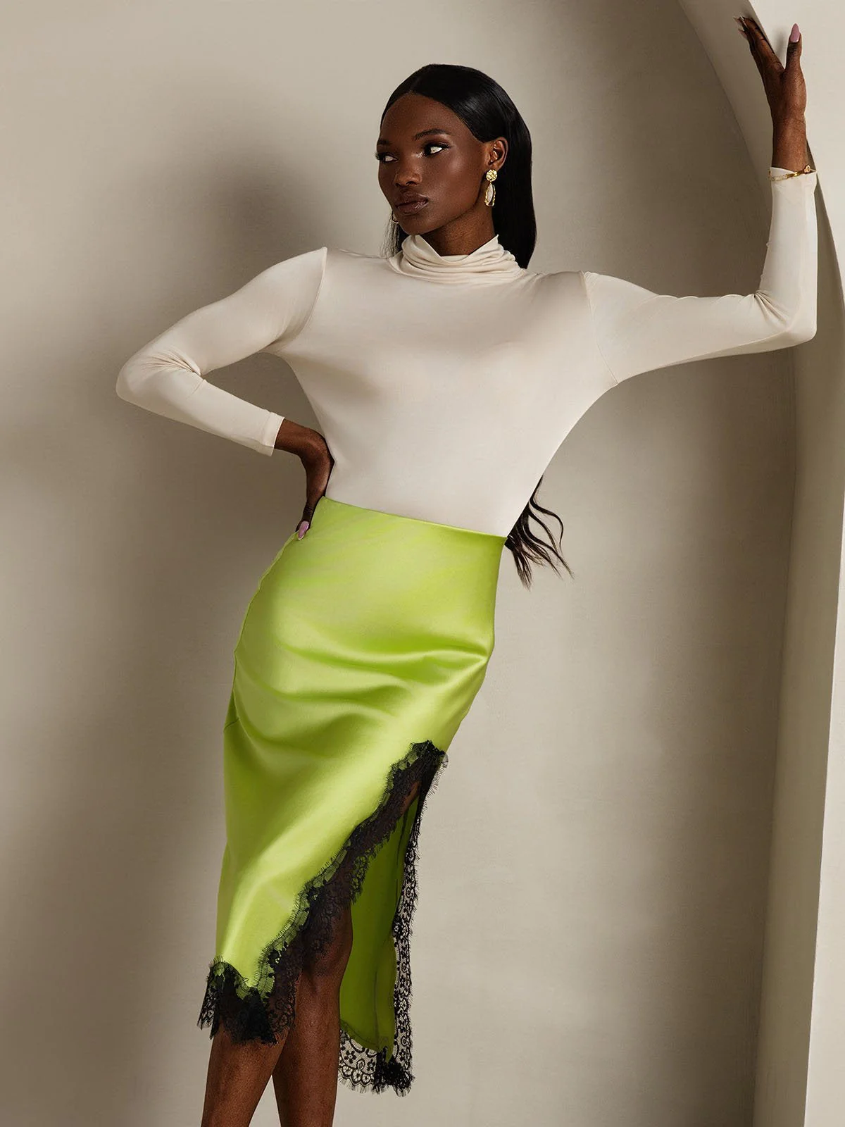 Silk Long Sleeve High Neck Women's Top - Image 31