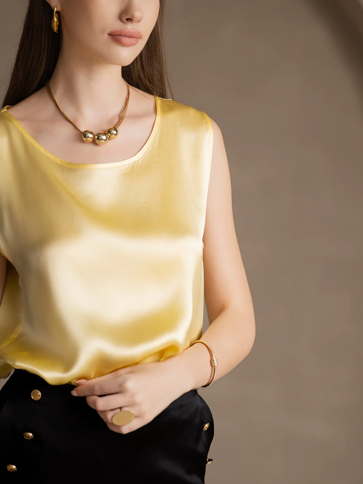 19Momme Silk Sleeveless Round Neck Women's Tank Top - Image 51