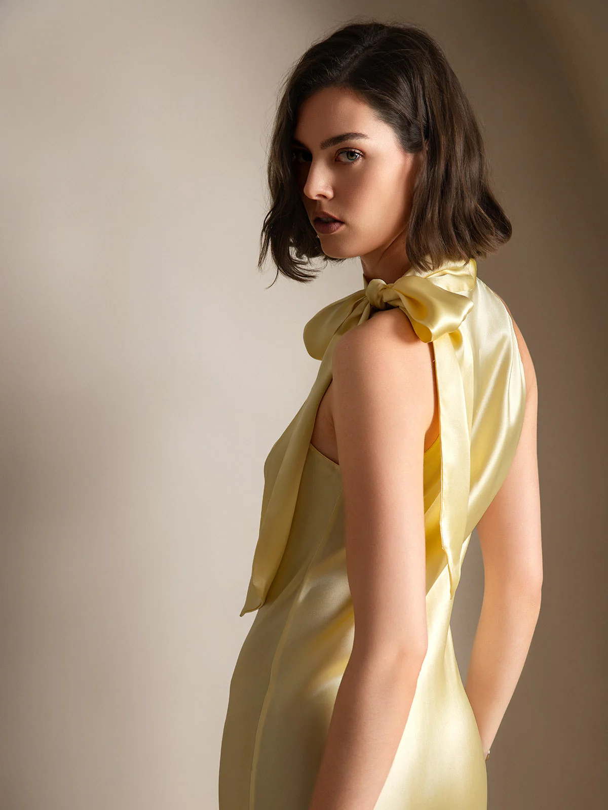 19Momme Silk Sleeveless Tie Neck Midi Dress - Image 2