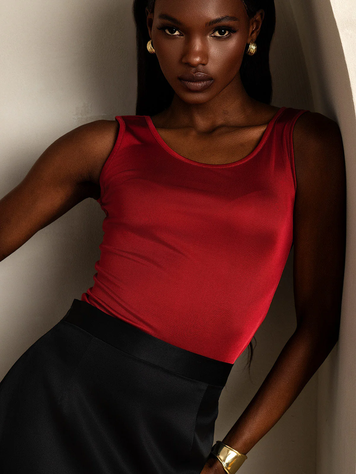 Pure Silk Sleeveless Round Neck Women's Tank Top - Image 41