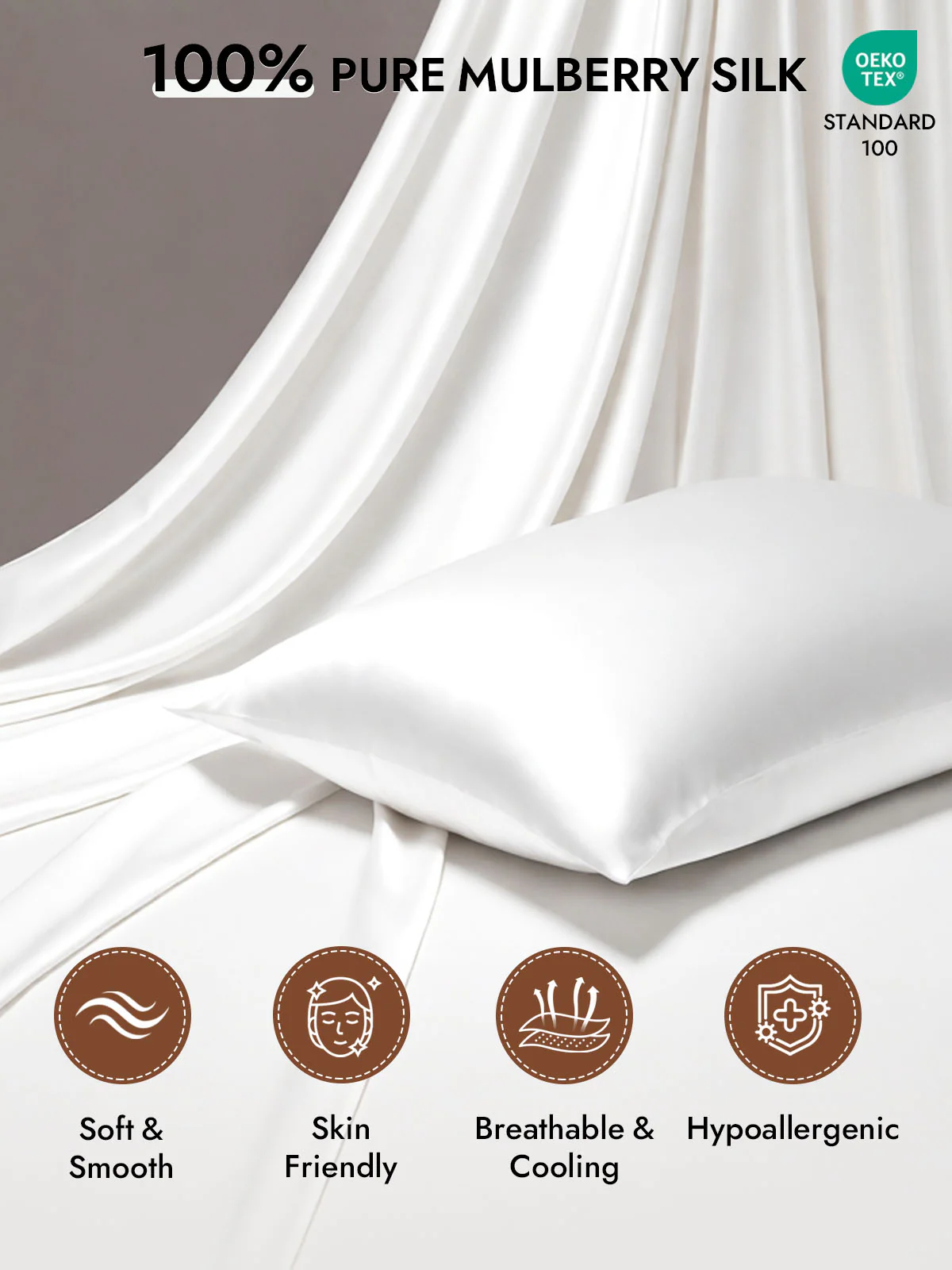 100% Mulberry Silk Pillowcase - Hidden Zipper - Image 10