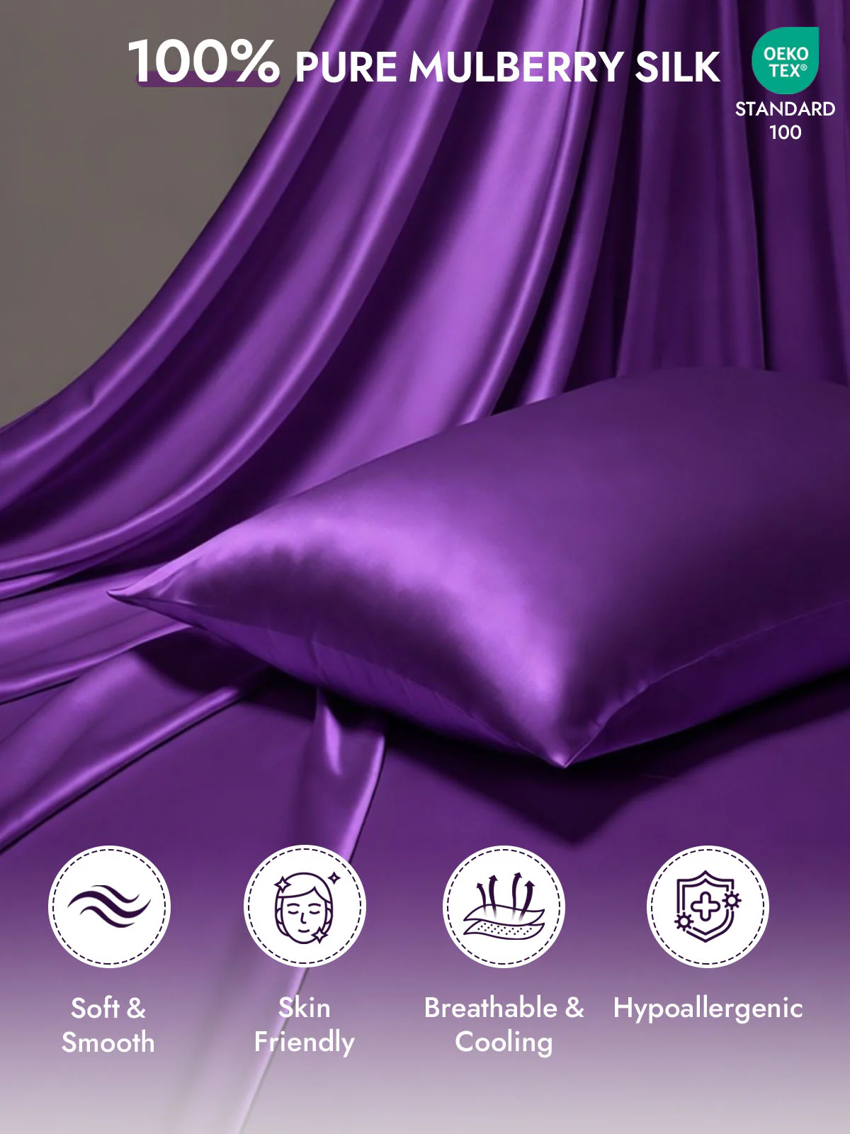 100% Mulberry Silk Pillowcase - Hidden Zipper - Image 106