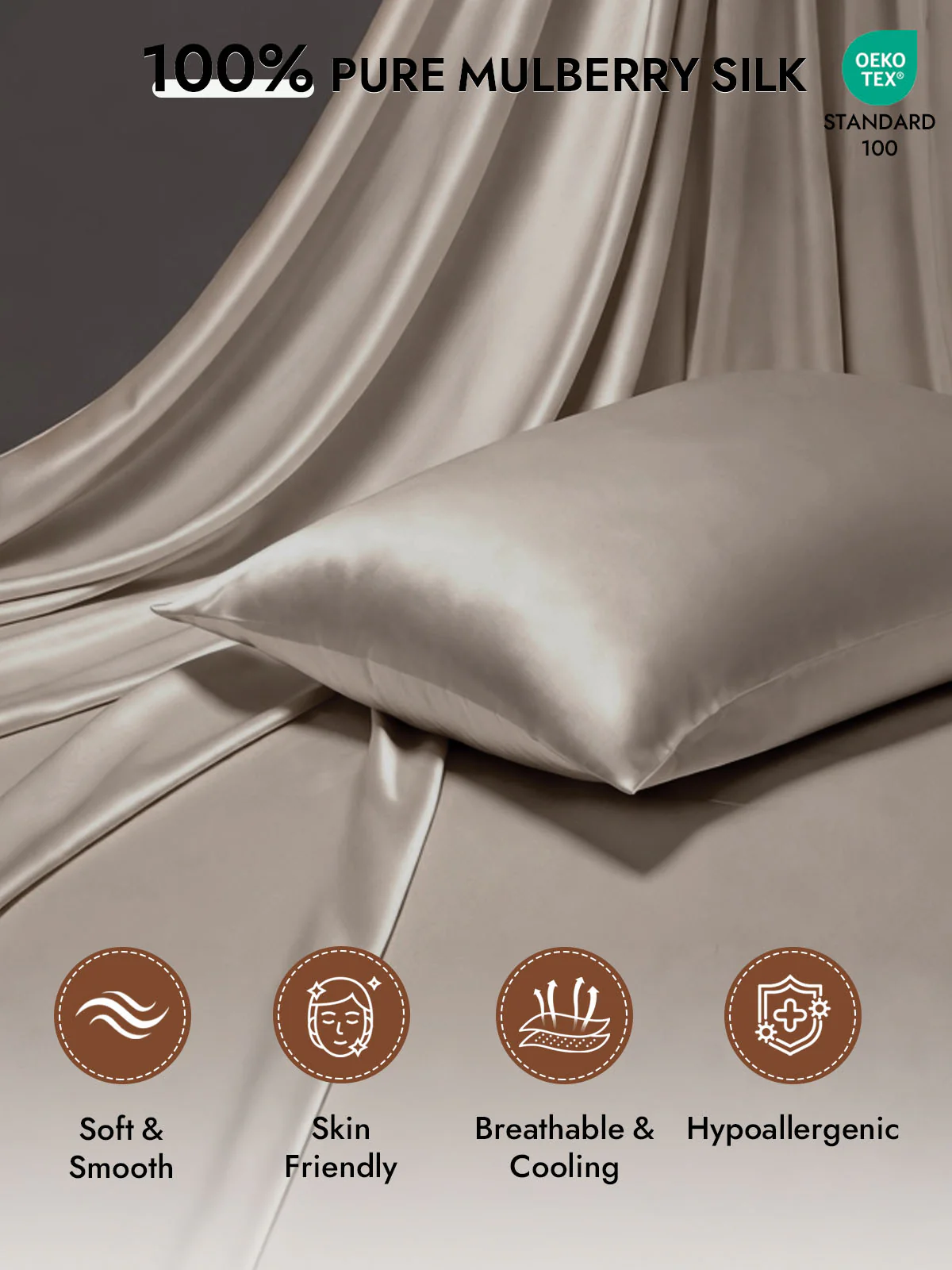 100% Mulberry Silk Pillowcase - Hidden Zipper - Image 114