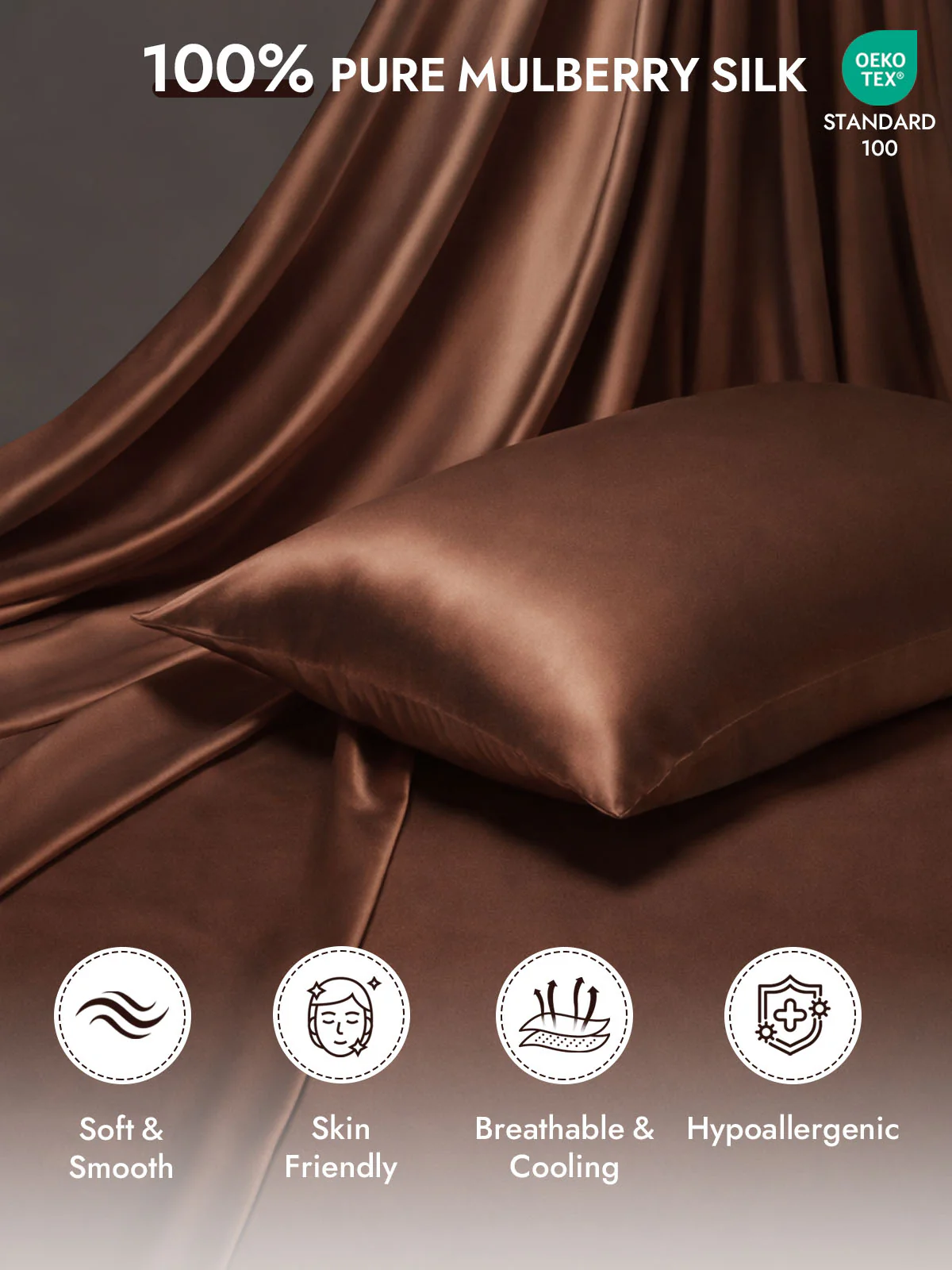 100% Mulberry Silk Pillowcase - Hidden Zipper - Image 122