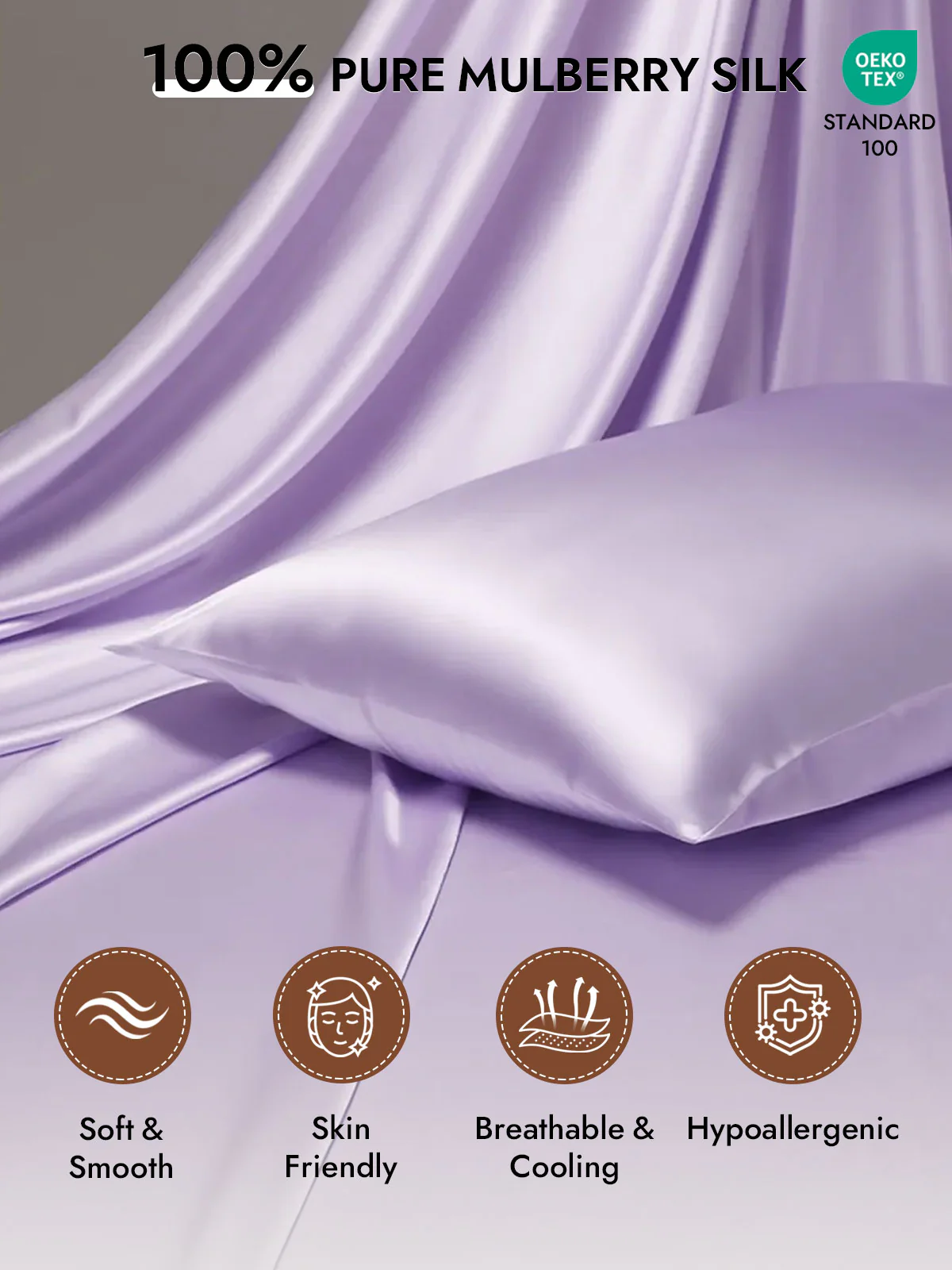 100% Mulberry Silk Pillowcase - Hidden Zipper - Image 138