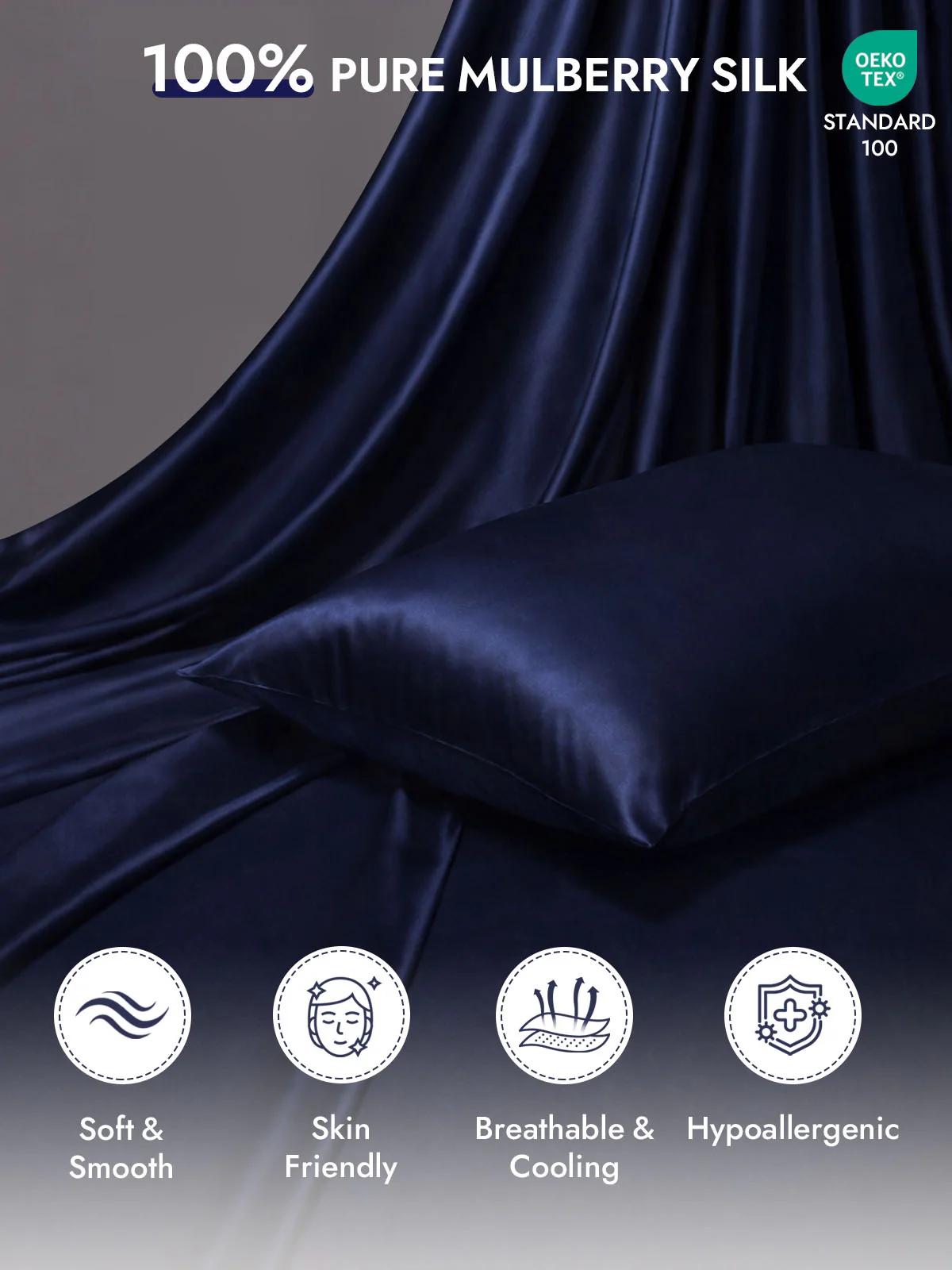 100% Mulberry Silk Pillowcase - Hidden Zipper - Image 2