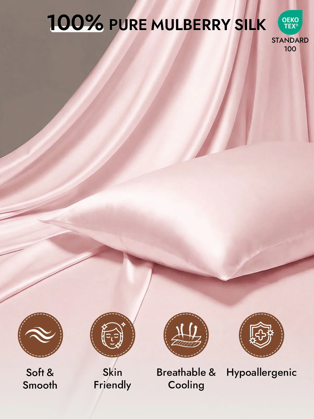 100% Mulberry Silk Pillowcase - Hidden Zipper - Image 42