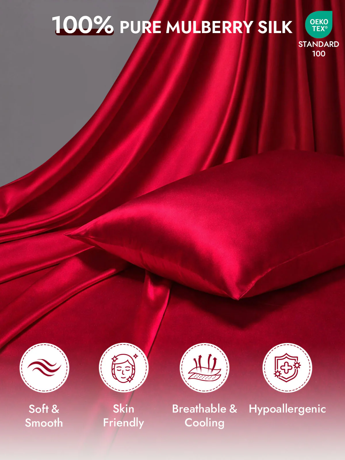 100% Mulberry Silk Pillowcase - Hidden Zipper - Image 50